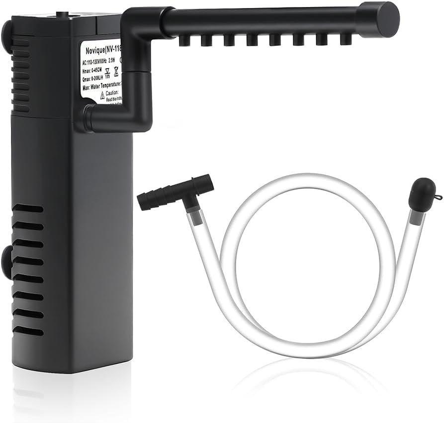 Submersible Internal Aquarium Filter Multiple Function Powerful Pump Fish Tank Filter for 2-10 Gallon Tanks 53 GPH 2.5W