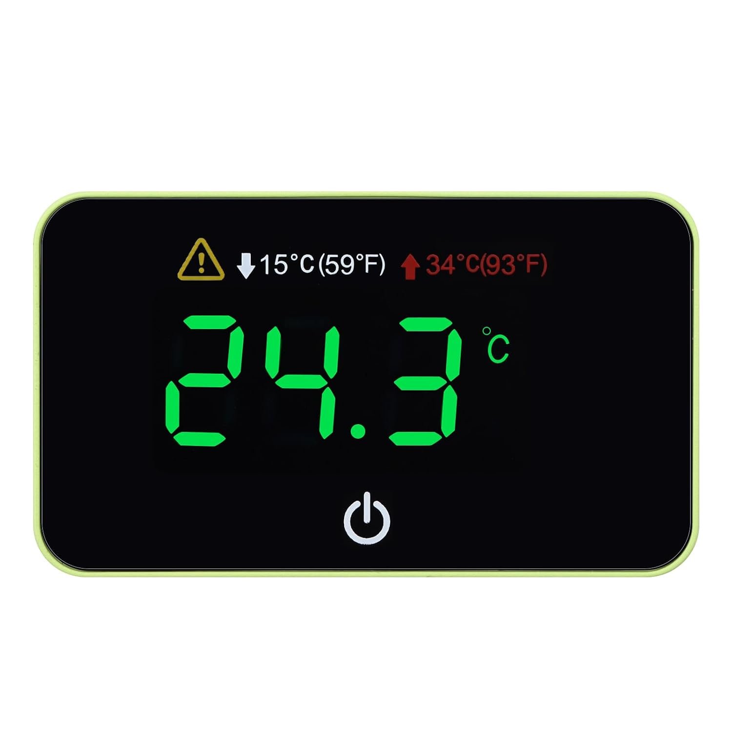 Aquarium Digital Thermometer with LED Touch Screen – Stick-on Fish Tank Thermometer for Betta Tanks, HI/LO Temperature Alarm, Cordless Waterproof Sensor, CR2032 Battery (14-140°F/-10-60°C)