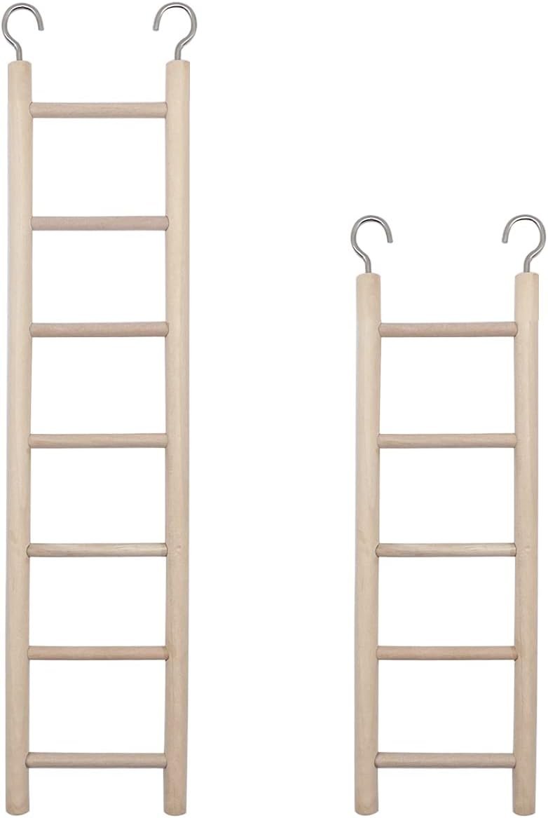 2pcs Bird Wooden Ladder Bird Ladders Wooden Ladder for Bird Cage Parrot Ladder Climbing Toy Birdie Basics (5 & 7 Step)