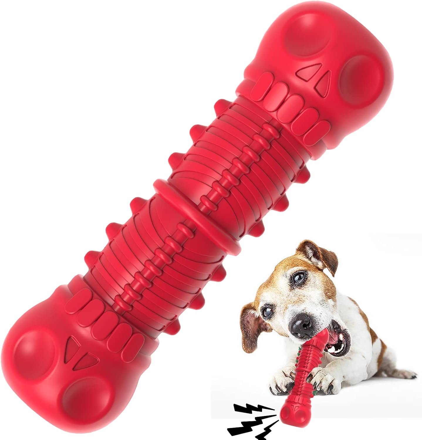 ZIKATON Dog Squeaky Toys for Aggressive Chewers, Durable Chew Toys for Large Medium Breed Dog, Tough Durable Dogs Toys with Natural Rubber