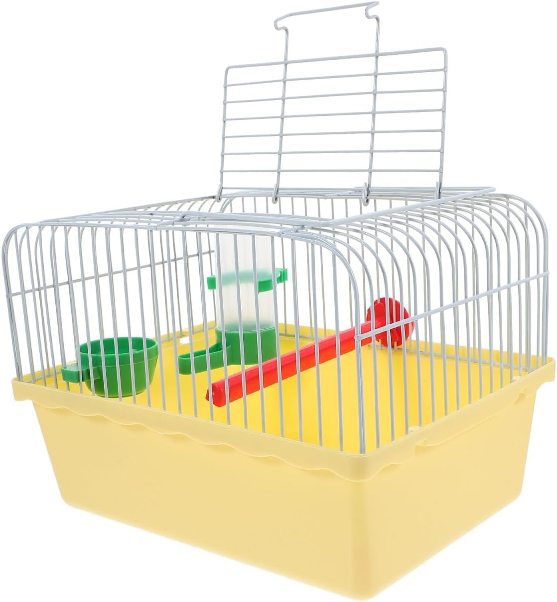 Toddmomy Portable Bird Cage with Waterer Food Box and Perch Lightweight Spacious Travel Bird Carrier for Small Birds Parakeets Lovebirds 9.25X6.49X6.37 Inch