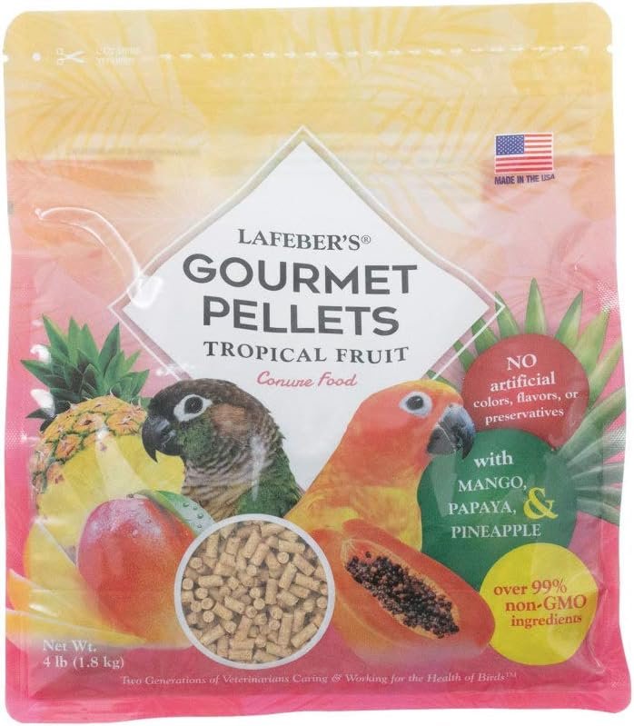 LAFEBER’S Tropical Fruit Gourmet Pellets, for Conures, 4 lb | The only fruit pellet made exclusively with the natural sweetness from fruit; no added sugar or fructose
