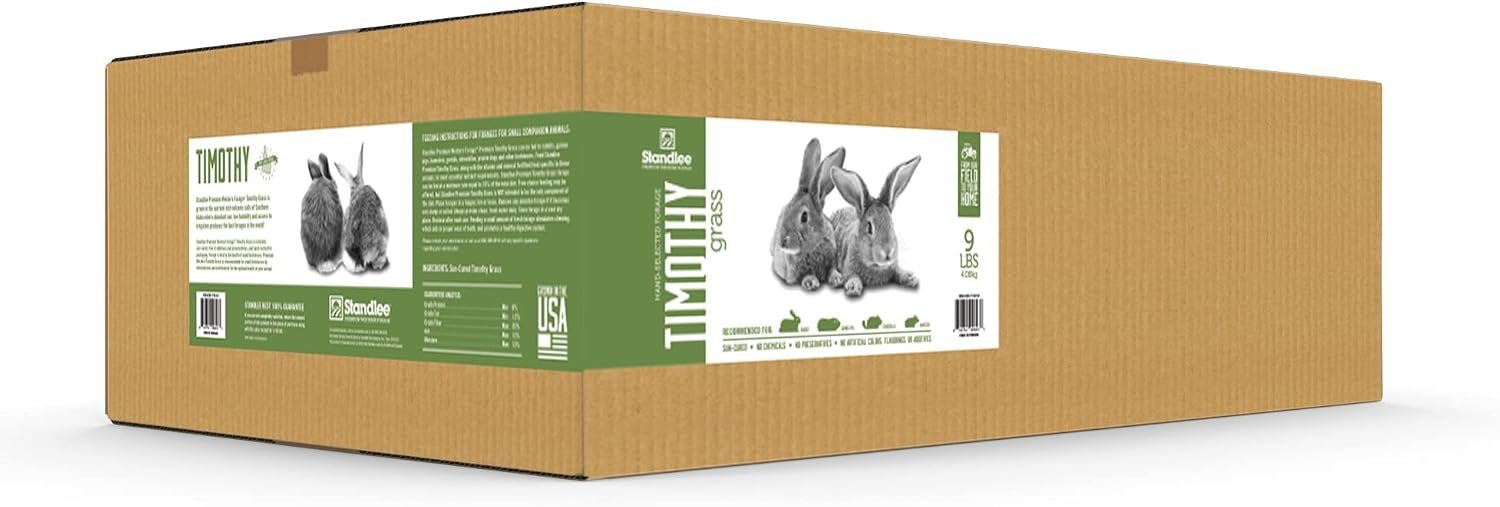 Standlee Western Timothy Grass Hay Small Animal Feed for Rabbits, Guinea Pigs, and Chinchillas, 9 lb. Box