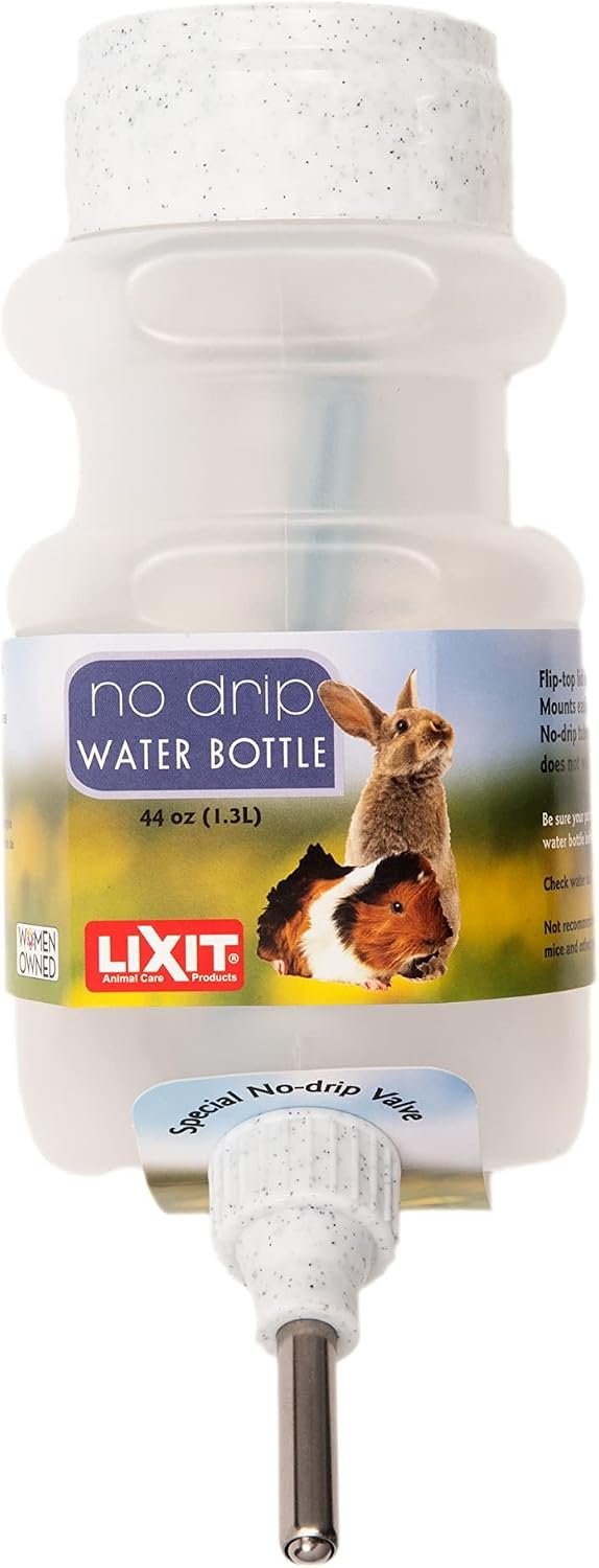 Lixit® Top Fill No Drip Water Bottles for Rabbits, Ferrets, Hamsters, Guinea Pigs, Rats, Chinchillas and Other Small Animals – Made in USA (Granite (Pack of 1), 44 Ounce)