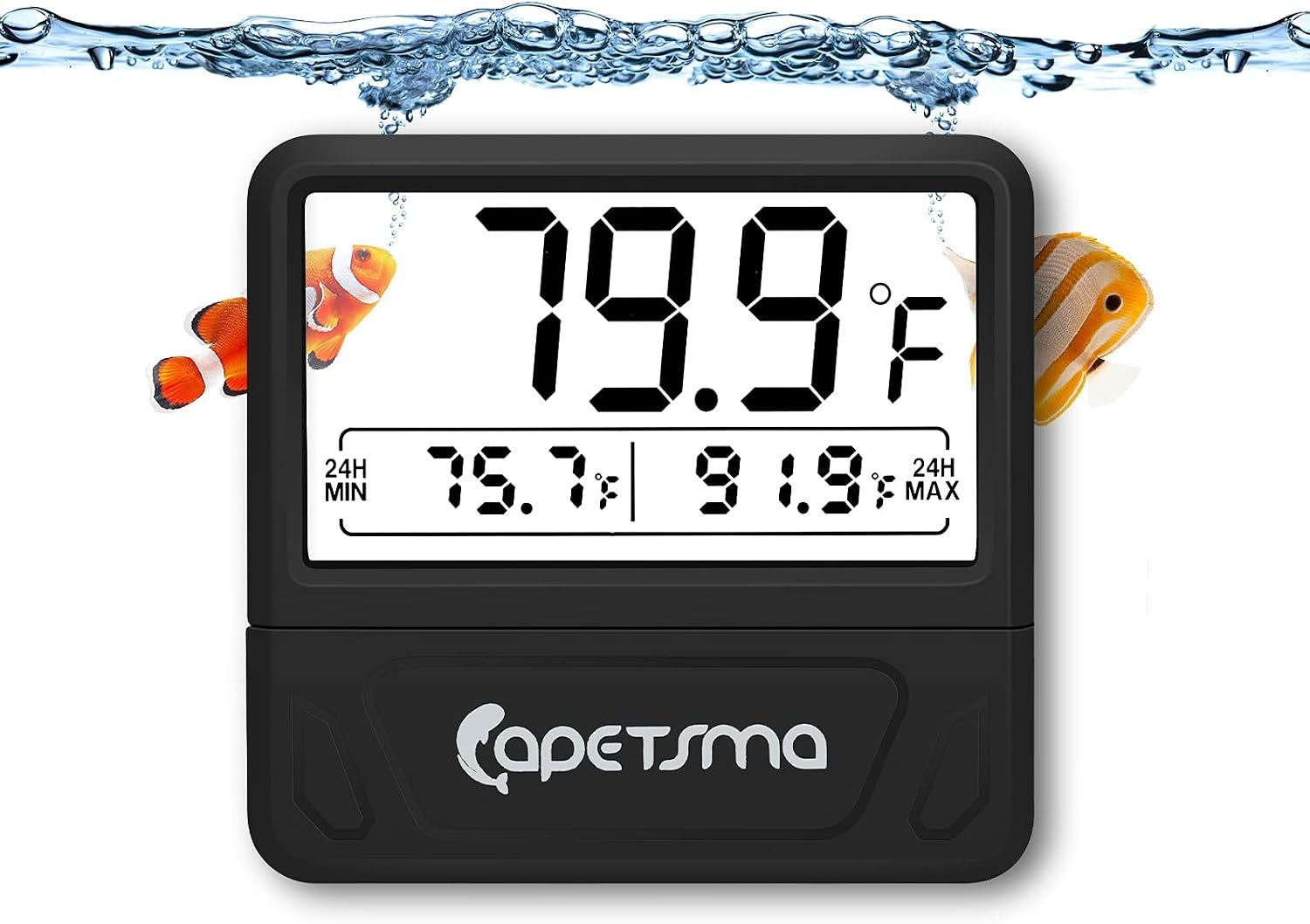 capetsma Aquarium Thermometer Digital Fish Tank Thermometer Large LCD Screen Records High & Low Water Temperature in 24 hrs