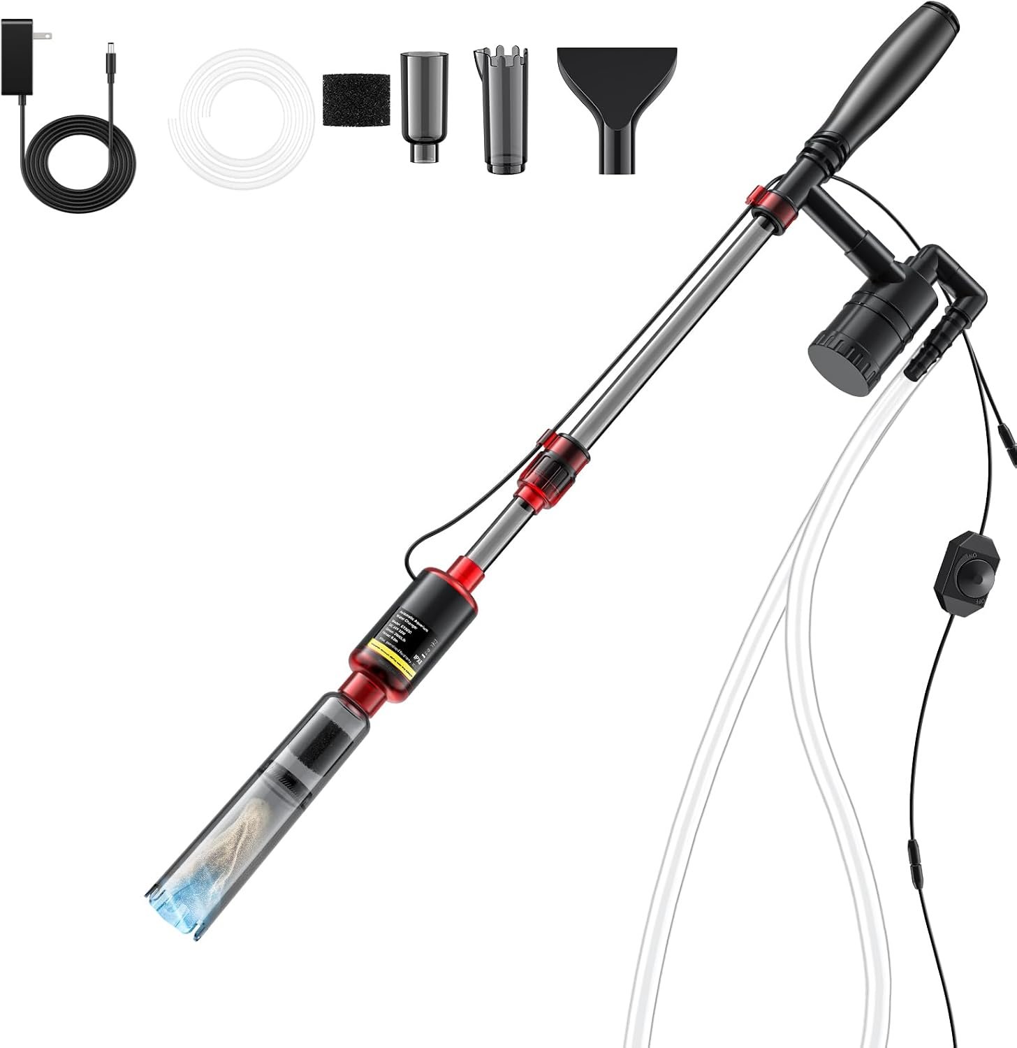 Mildhug Electric Aquarium Vacuum Gravel Cleaner, 530GPH/32W Fish Tank Vacuum Gravel Cleaner with Strong Suction for Automatic Water Change Algae Remover Sand Wash Water Circulationand Water Shower
