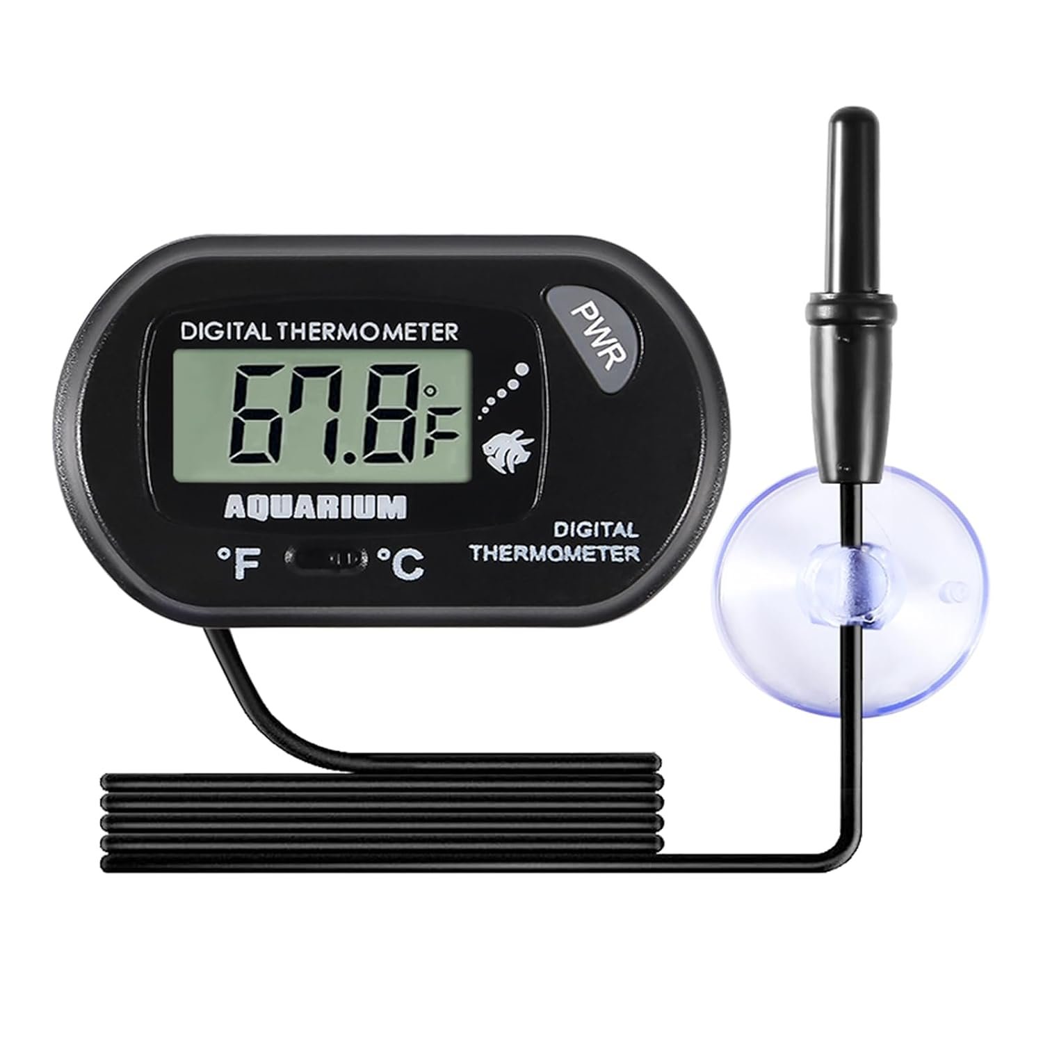 Aquarium Thermometer LCD Digital Fish Tank Thermometer with Water-Resistant Sensor Probe and Suction Cup for Turtle Incubators Terrarium Water Thermometer