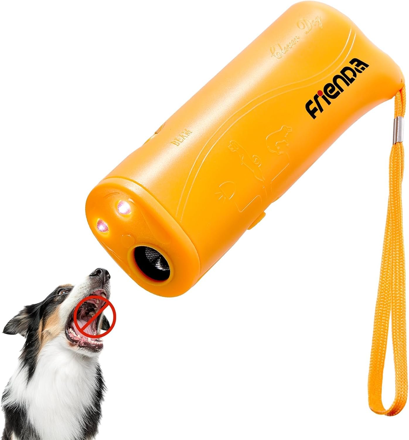Frienda LED Ultrasonic Dog Trainer Device 3 in 1 Stop Barking Stop Bark Handheld Dog Training Device (Yellow)