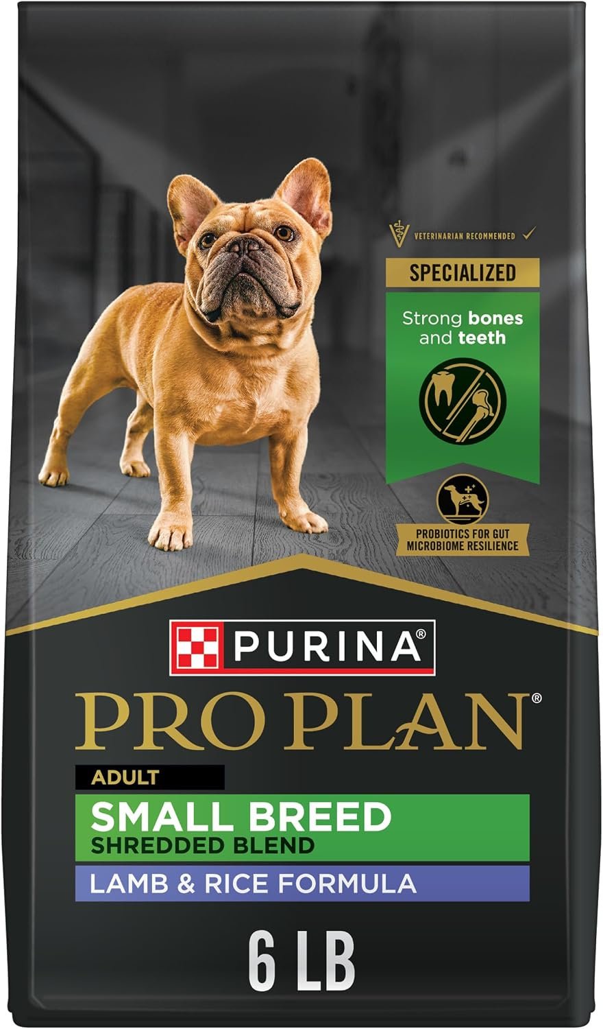 Purina Pro Plan Small Breed High Protein Dog Food Dry Shredded Blend Lamb and Rice Formula – 6 lb. Bag