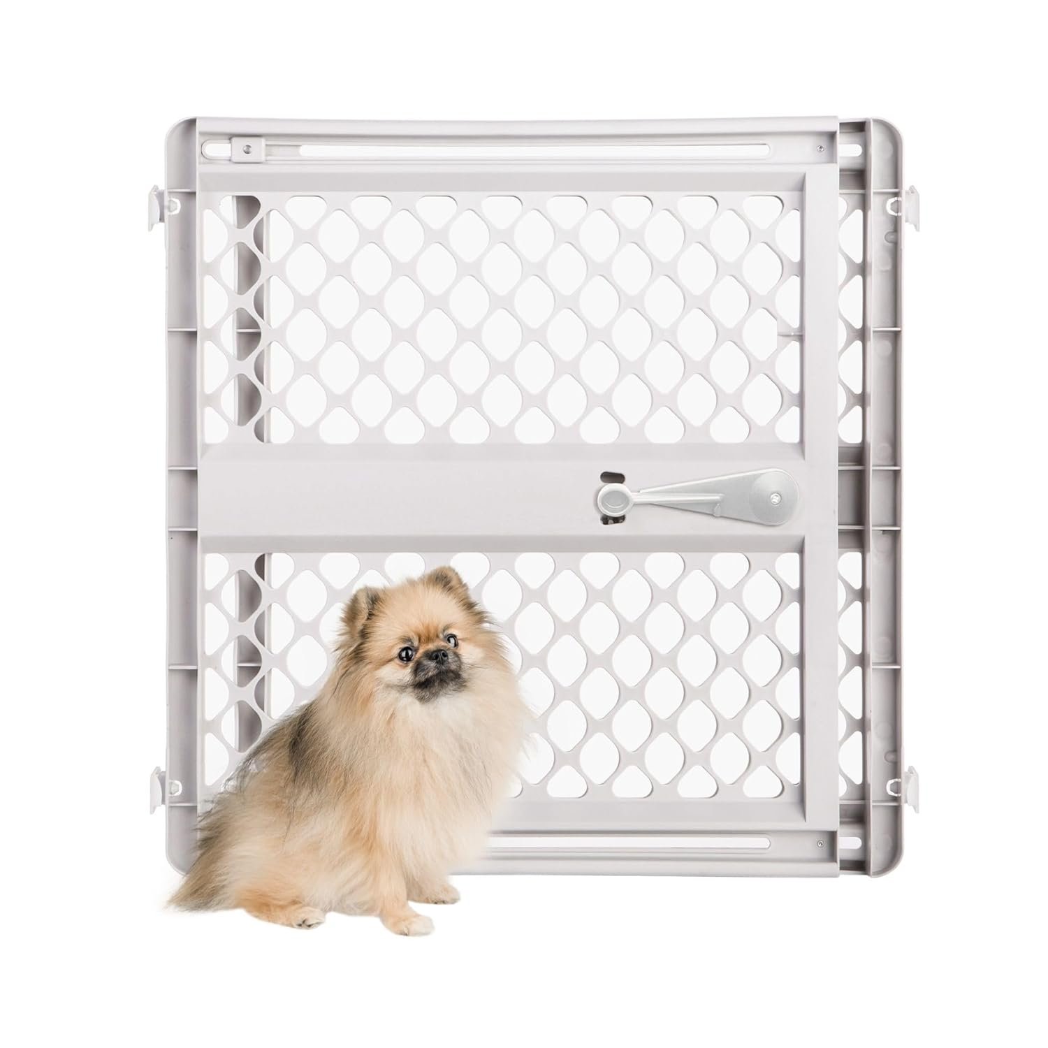 MYPET Universal Pet Gate: 26” – 42” Wide Dog Gate for Doorways with Pressure Fit or Swinging Door Hardware Mounting Types Included: 26″ Tall; Gray