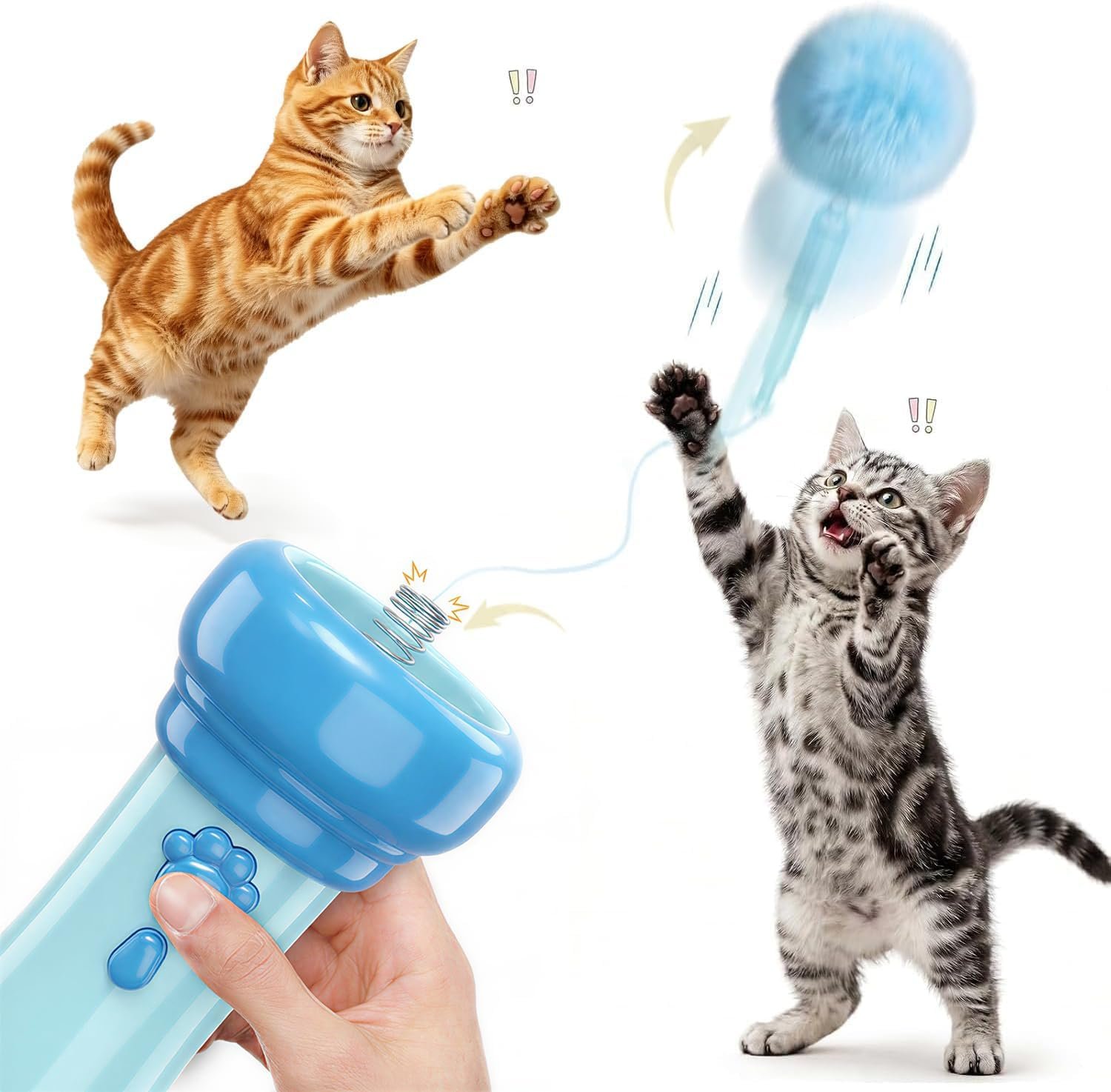 Interactive Cat Toy for Indoor with Launcher Ball One-Click Recycling | Interactive Hunting Cat Toy for Indoor Bored Kittens & Adult Cats, Reduces Boredom, Stimulates Natural Hunting Instincts