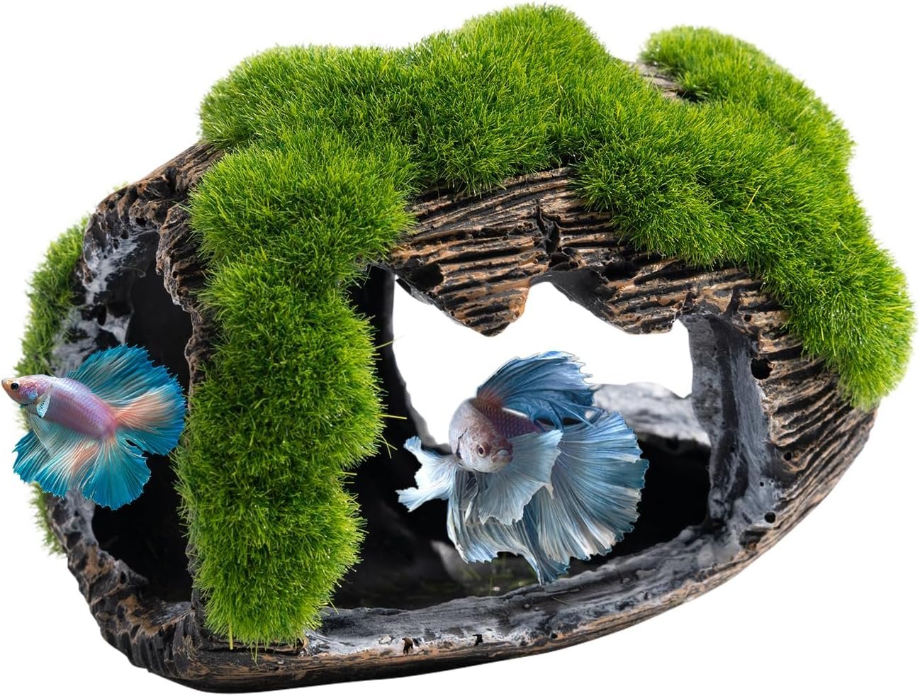 Betta Broken Barrel Decor Fish Tank Accessories, Resin Fish Hide Cave Aquarium Decoration Fish Tank Toys Hole Accessories (Small)