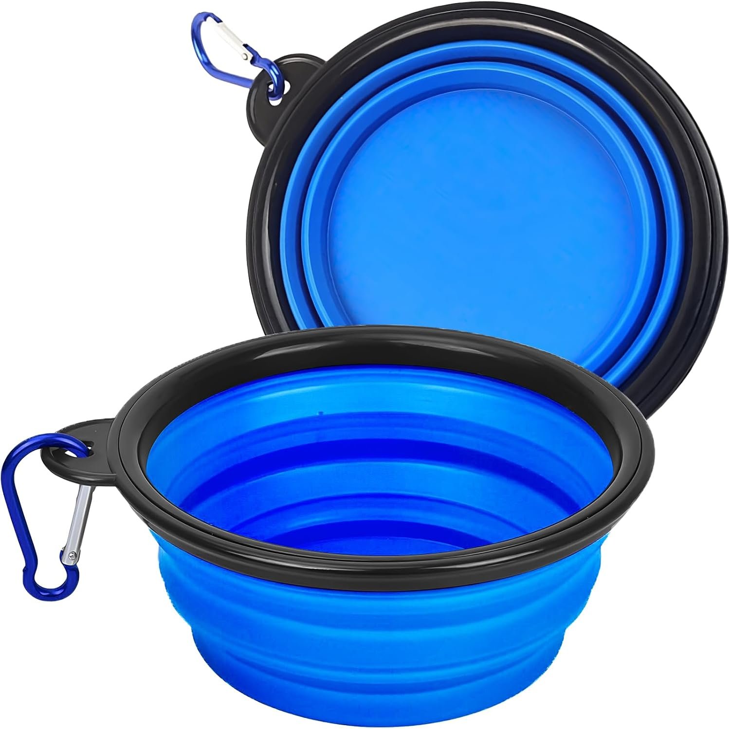 Foldable Dog Travel Bowls with Clasp for Traveling Hiking Walking Collapsible Dog Bowls Expandable Silicone Food Water Travel Bowl for Small Medium Dog Cat