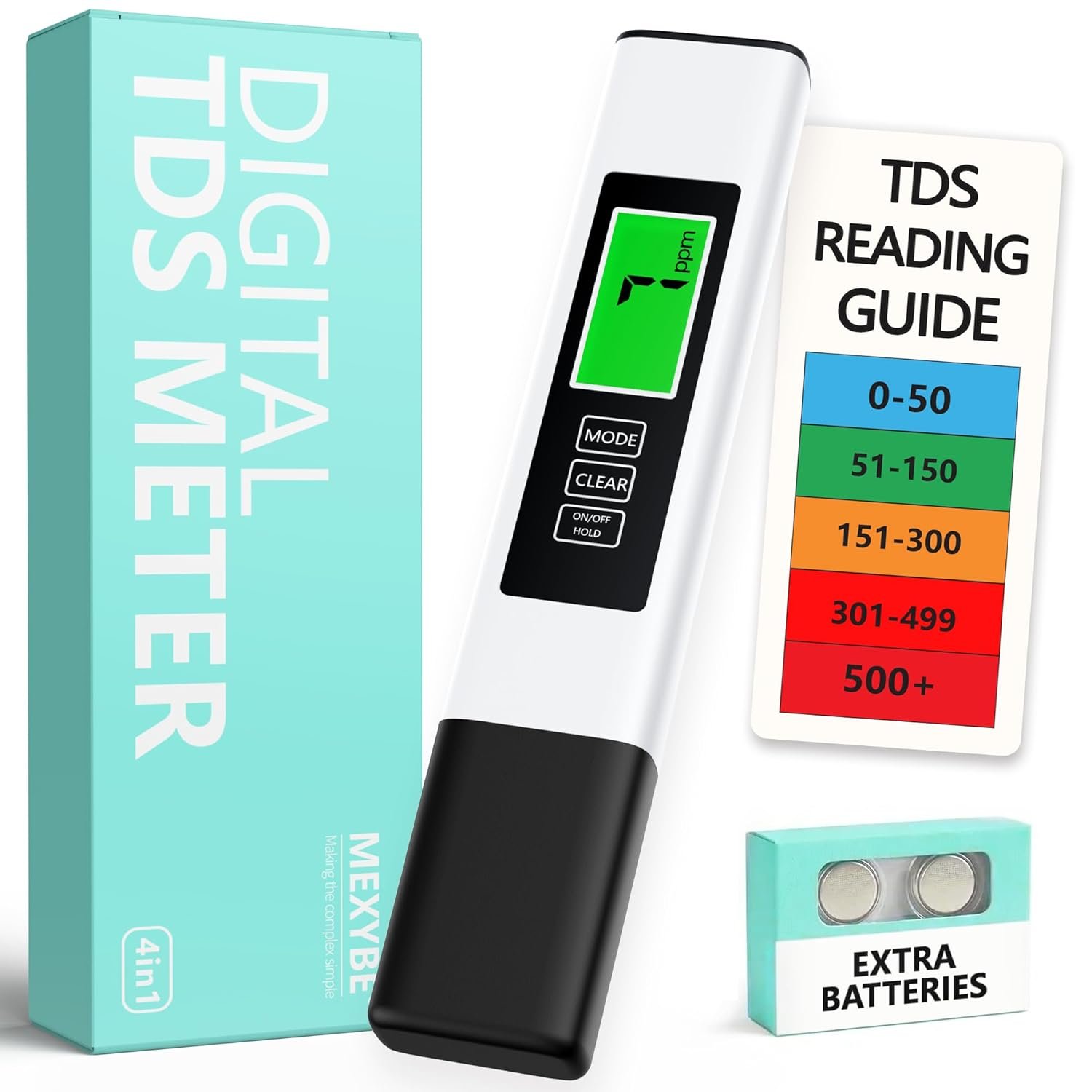 2025 All-New 4 in 1 Tds Meter Digital Water Tester – Accurate and Reliable TDS EC & Temp(°C,°F) Meter – 0-9999ppm – Professional Testing for Drinking Water, RO/DI System, Aquariums etc