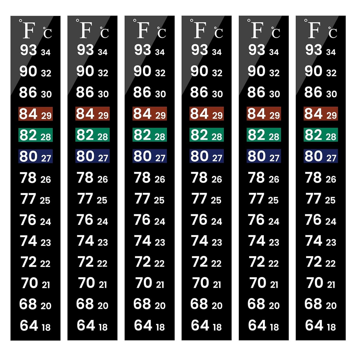 AQUANEAT 6 PCS Aquarium Thermometer Strips, Fish Tank Thermometer Sticker, Terrarium Water Temperature Test (5.13″ x 0.71″)
