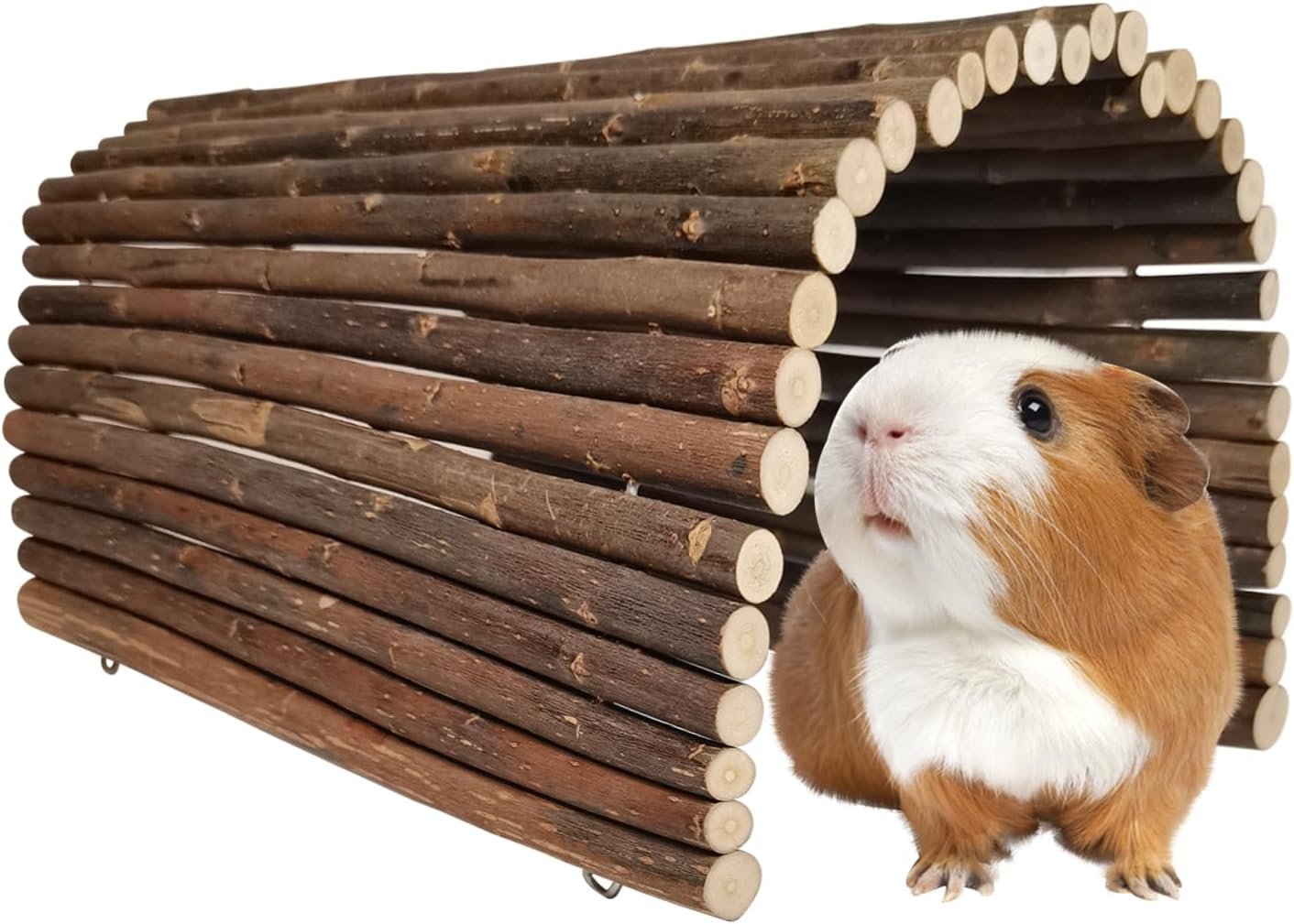 Guinea Pig Hideout Rabbit Hide Rat Cage Accessories Extra Large Wooden Tunnel Hut Hideaway for Pig Hideout Tortoise Hedgehog Ferret and Chinchilla