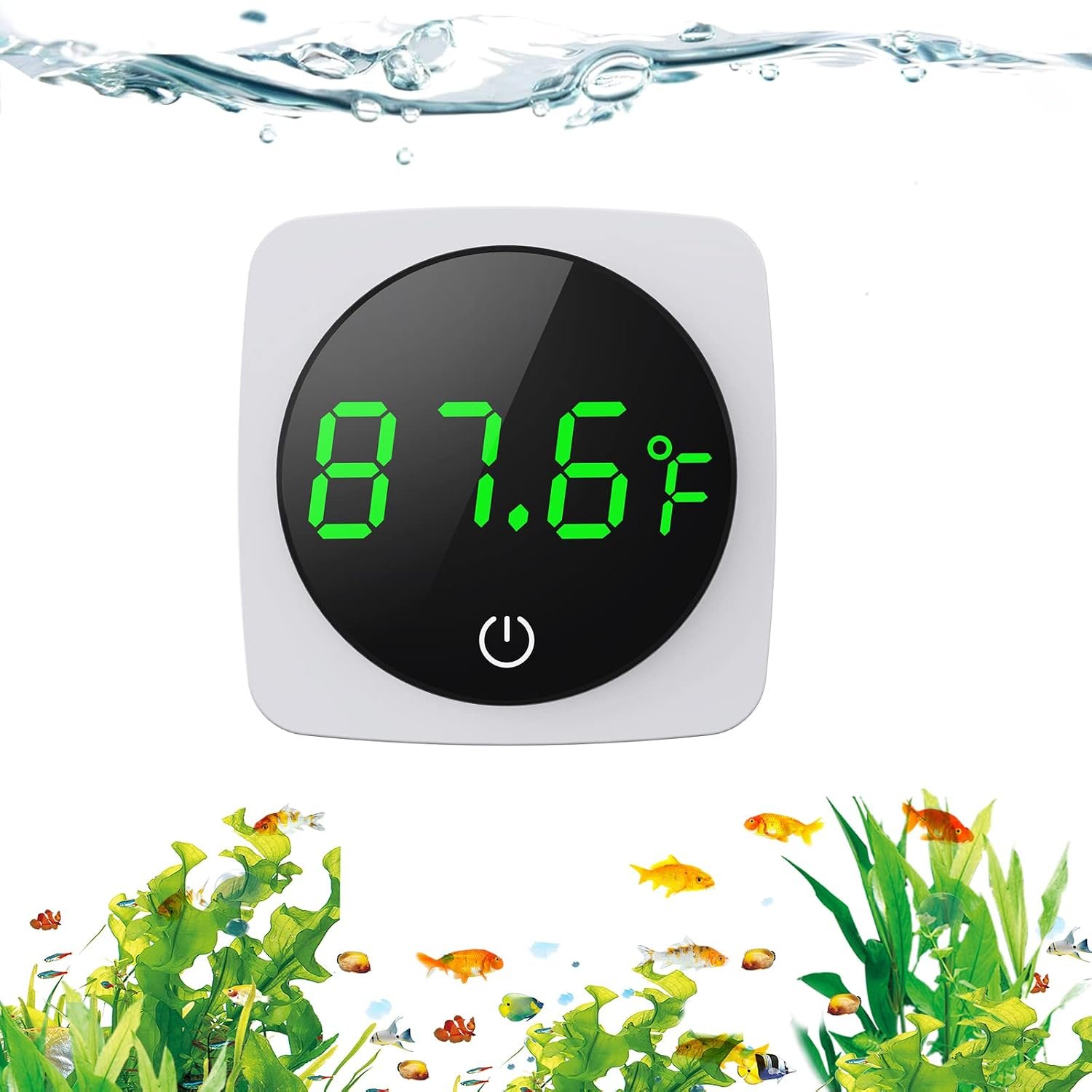 PAIZOO Aquarium Thermometer, LED Digital Fish Tank Thermometer, White | 5s Refresh, High Accurate to ±0.9℉, 8000+ Hours Lifespan, Thermometer for Fish tank, Betta, Axolotl, or Aquatic Pet