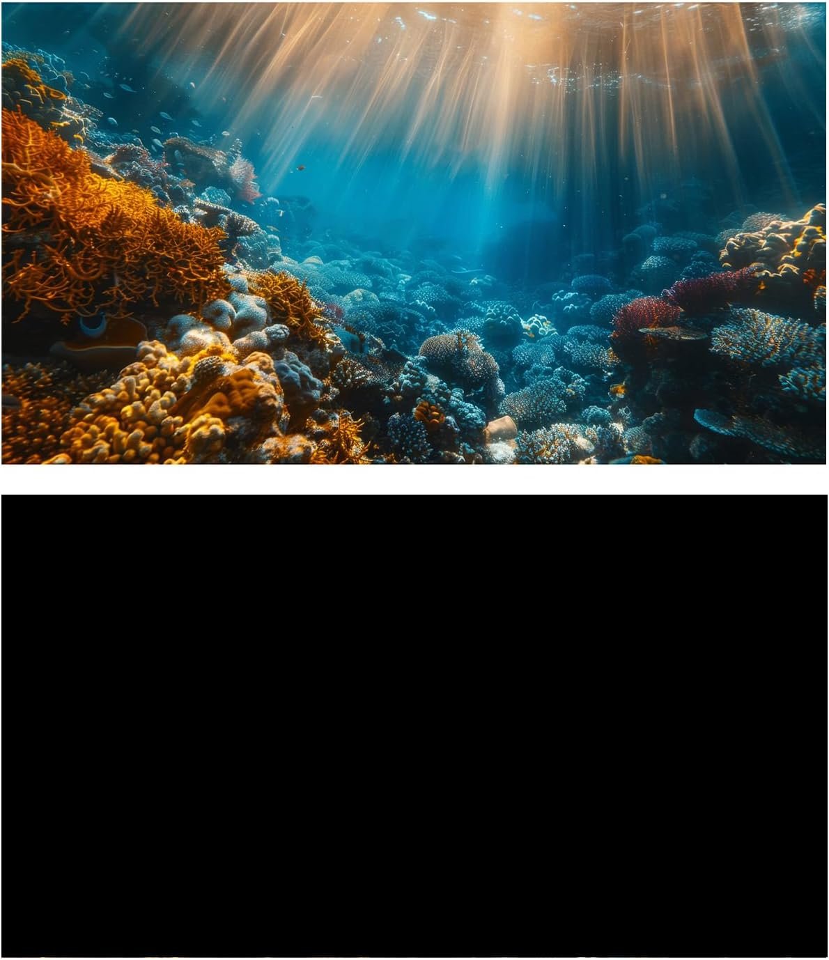 2 Pack Aquarium Background, 24×12 inch Vinyl Cloth Fish Background,Ocean & Black, for Fish Aquarium Decor Background