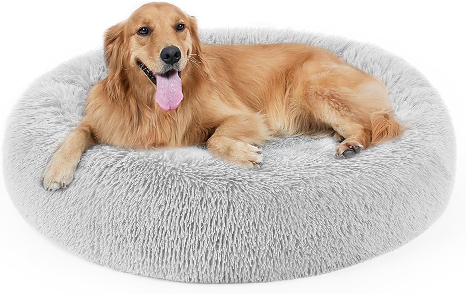 Dog Bed, Cat Calming Bed, Faux Fur Pillow Pet Donut Cuddler Round Plush Bed for Large Medium Small Dogs and Cats | Faux Fur Pillow Pet Donut Cuddle with Removable Washable Cover,Anti-Slip Bottom,Anti-Anxiety,Deep Sleeping, Up to 70 Lbs