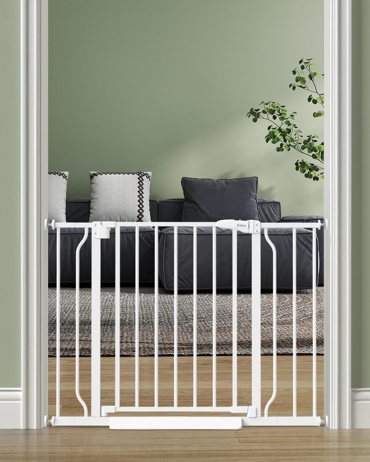 Baby Gate No Drilling, 29″-40″ Dog Gate Indoor for Stairs & Doorways | Auto Close, Pressure Mounted Adjustable Pet Gate Indoor, Easy Walk Through Child Gate for Baby & Pet Stroller Friendly, White