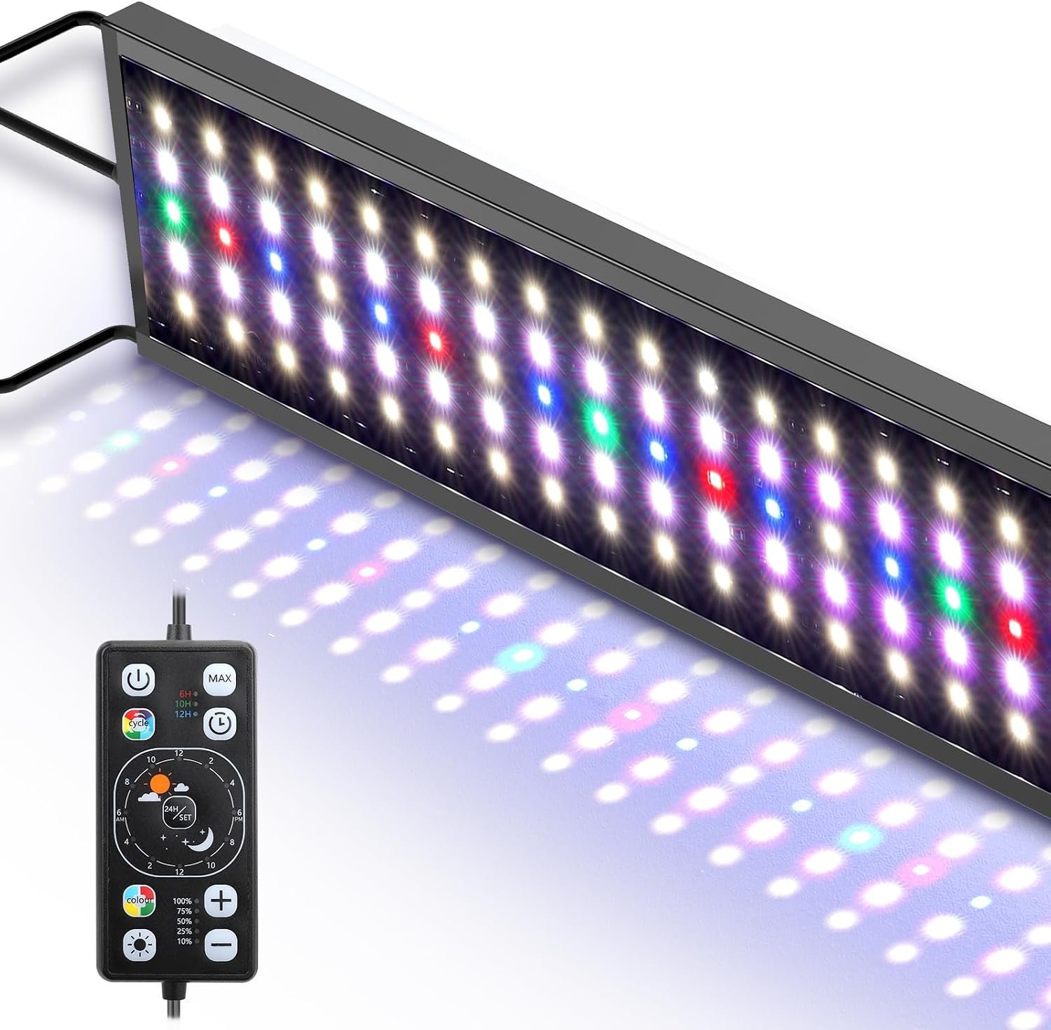 hygger Aquarium LED Light Fish Tank Full Spectrum Lighting with 24/7 Day-Night Cycle Mode & Auto On/Off Timer, 7 Colors Options, Dimmable, Extendable Bracket for 30~36in Tank Plant Lights