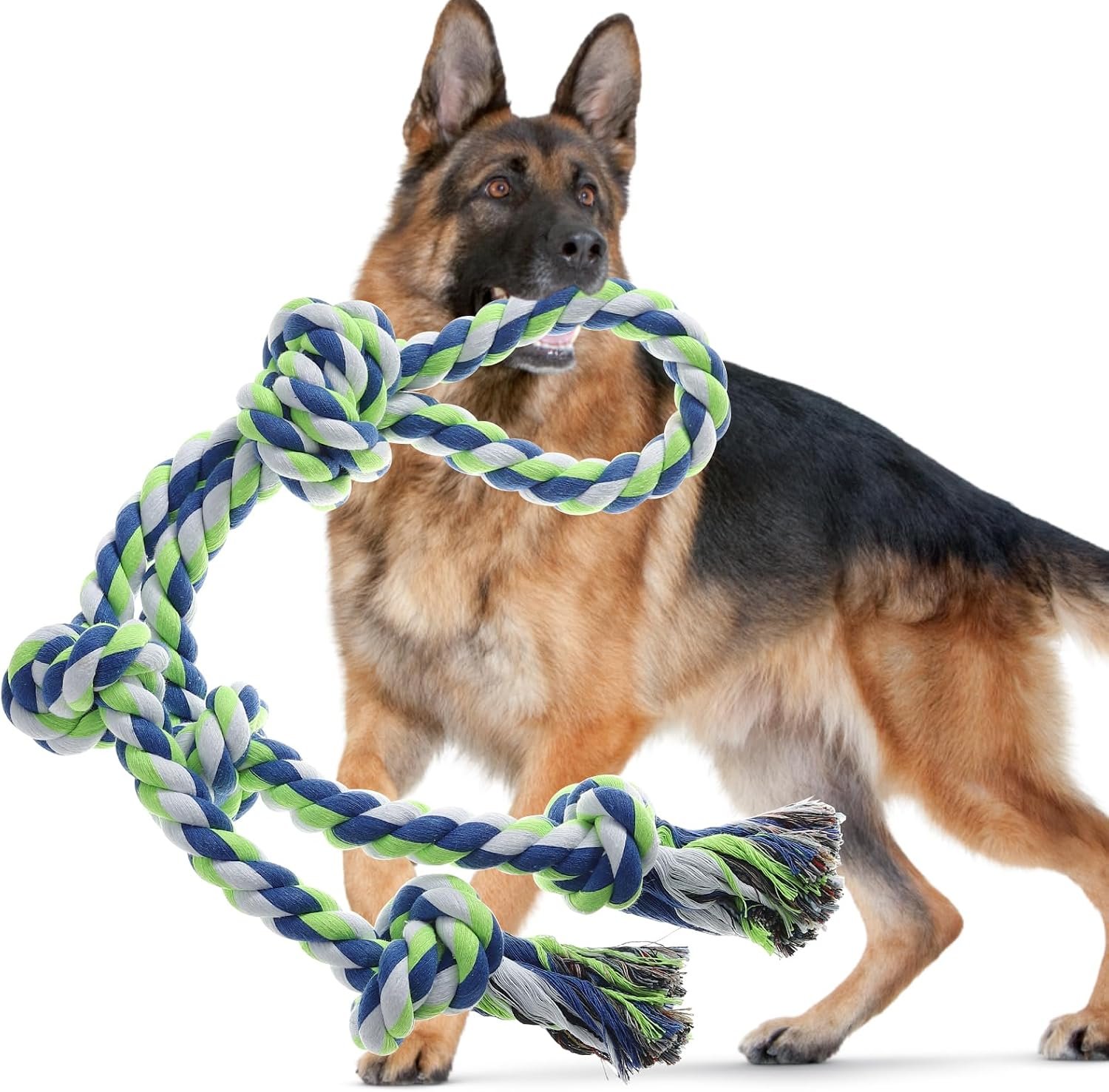 Rope Toy for Dogs，Large Dog Rope Toys for Aggressive Chewers, Heavy Duty Dog Toys for Large Medium Breed, Indestructible Tough Chew Toys Tug of War Dog Toy Cotton Rope for Teeth Cleaning
