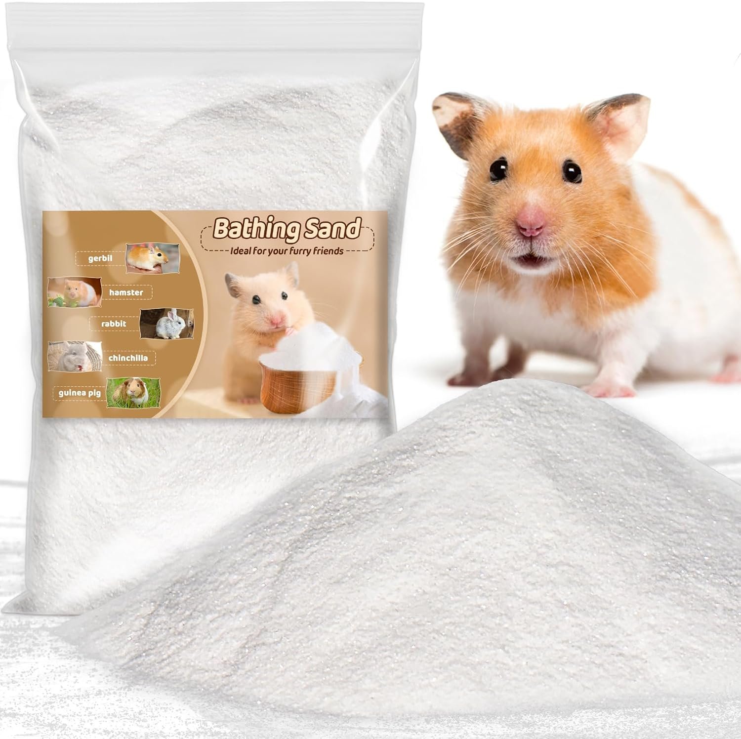 Sukh Hamster Sand Bath – White Fine Silica Sand, Hamster Hides & Cleaning | Dust Free Sand Bath for Hamster, Guinea Pig, Chinchilla, Gerbil, Syrian Mice, Small Pet Cage Bedding Accessories,14oz