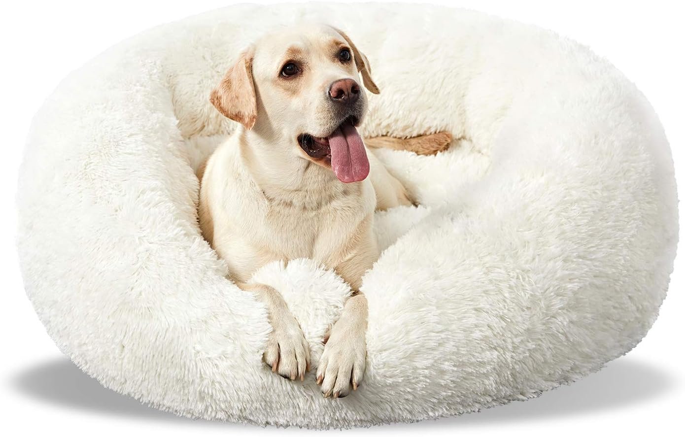 Washable Dog Round Bed – Large Donut Dog Bed, Comfy Calming Cuddler