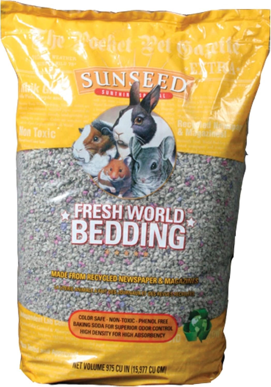 SUNSEED Fresh World Bedding – 975 Cubic Inch – Gray Fleck