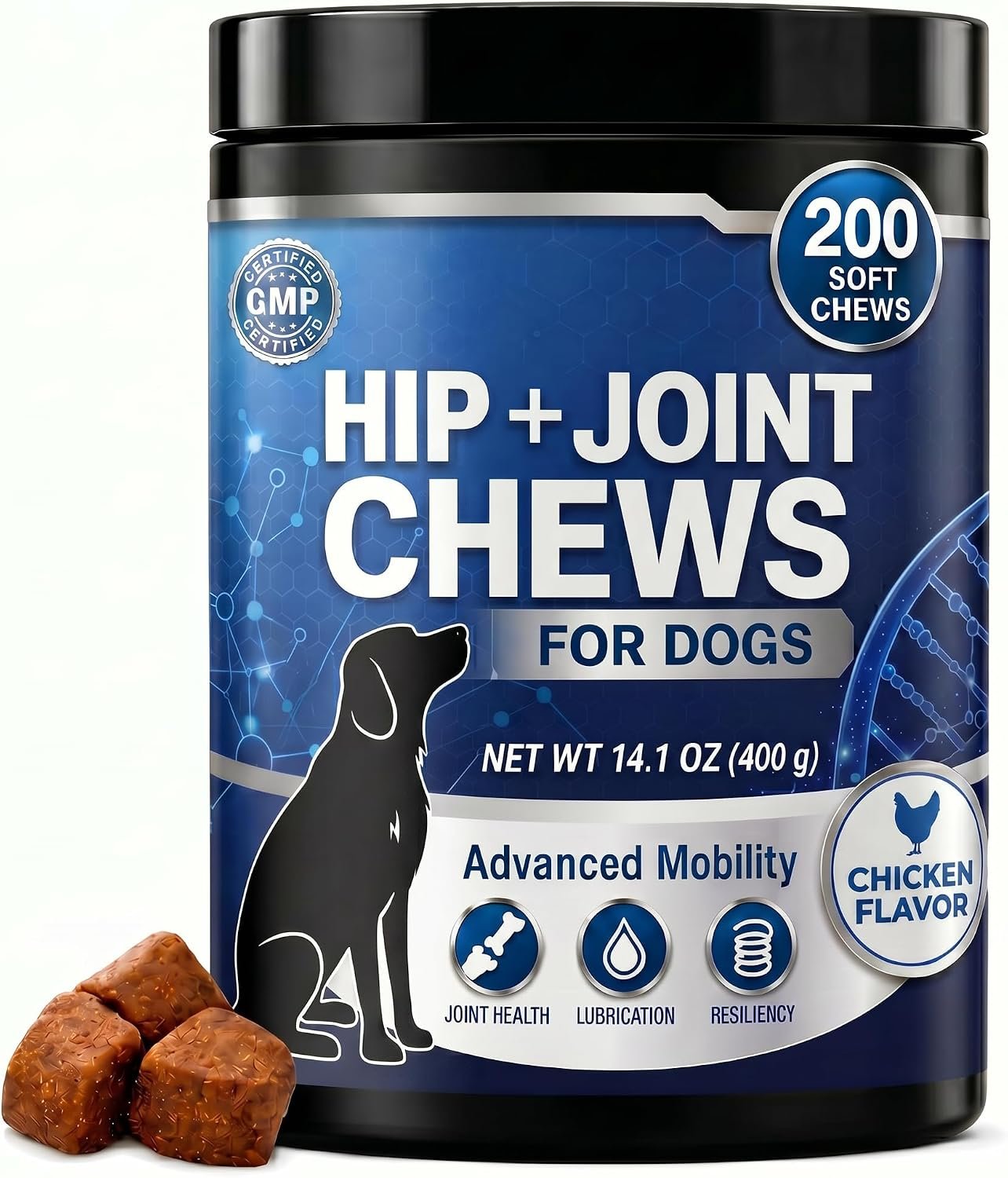 Glucosamine for Dogs Joint Support Supplement Dog Hip and Joint Chondroitin Chews Treats with MSM Dog Joint Pain Relief Mobility Supplements(Chicken Flavor) | Soft chew design for easy feeding No artificial sugar wheat or soy Formulated with MSM and Turmeric
