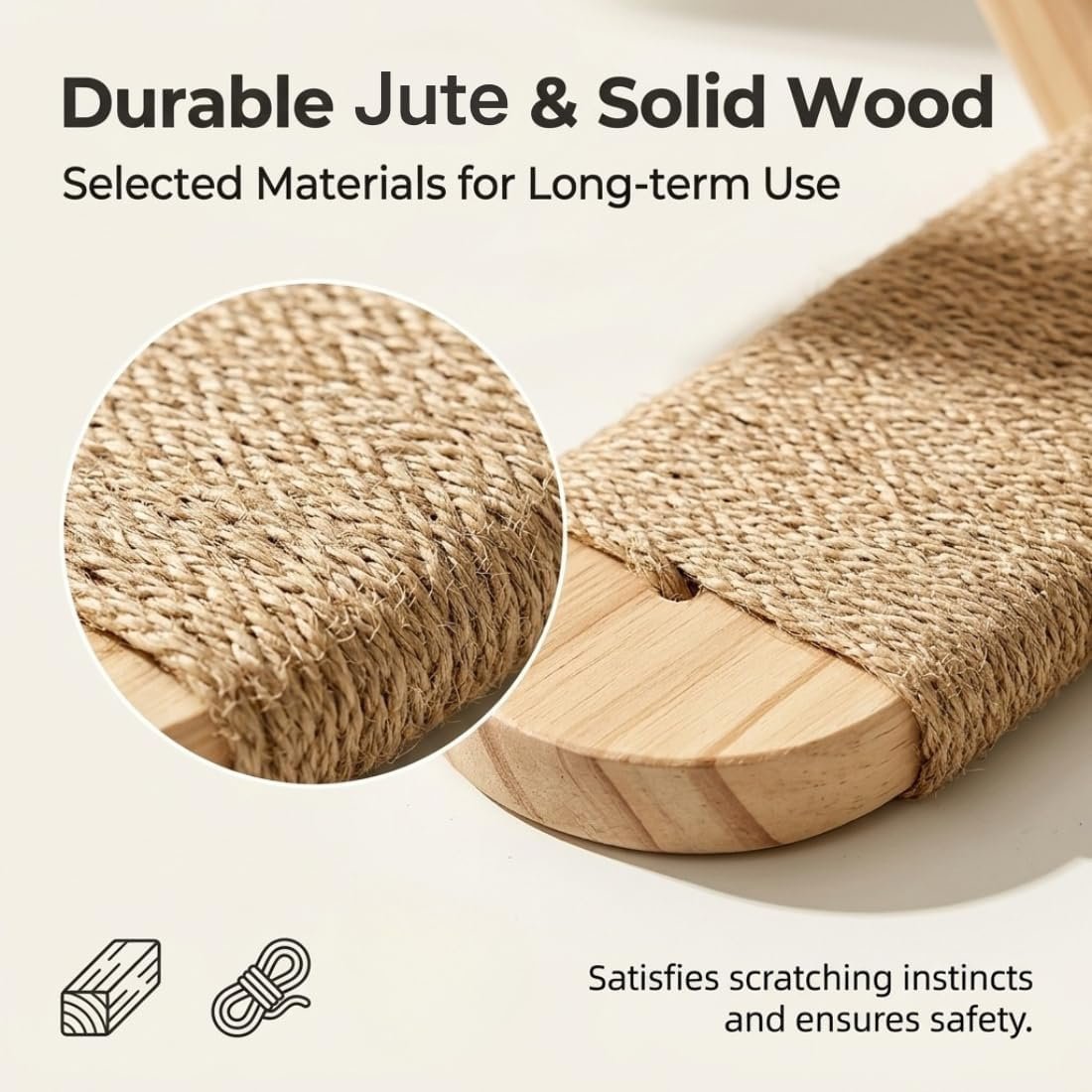 Wall Mounted Cat Shelf, 2 Pack 2 Step Wooden Stairway with Jute Rope, Space-Saving Modular Climbing Ladder for Indoor Cats, for Climbing, Resting, Scratching
