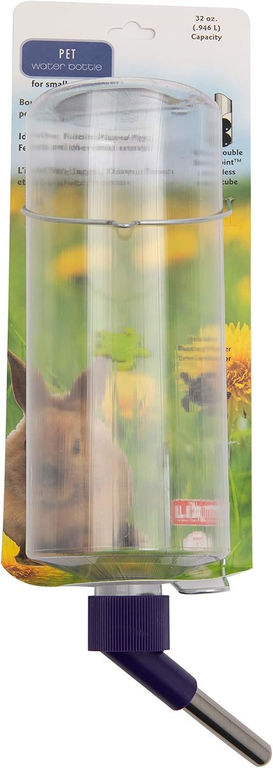 Lixit Standard Cage Water Bottles for Rabbits, Ferrets, Guinea Pigs, Hamsters, Rats, Mice and Other Small Animal’s (32 Ounce, Clear)