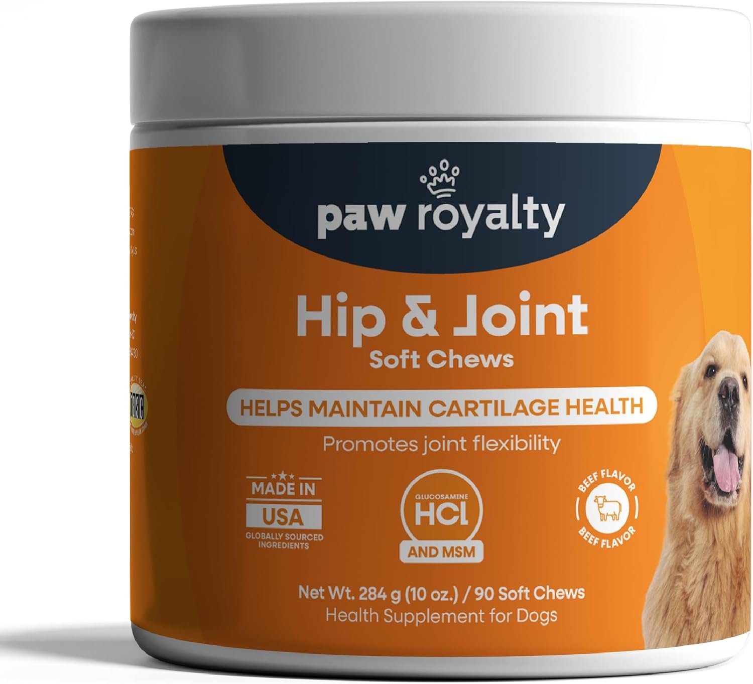 Hip & Joint Support for Dogs | Glucosamine, MSM, Chondroitin, Collagen & Turmeric for Mobility, Flexibility & Comfort | Dog Joint Health Supplement | Beef Flavor Soft Chews, 90 Count