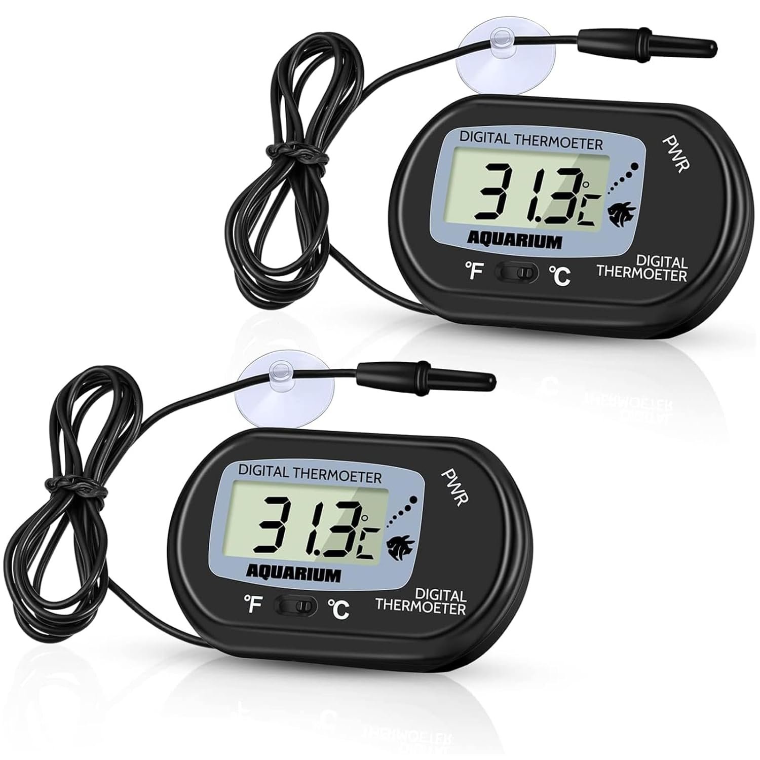Zacro 2 Pack Digital Aquarium Thermometer, Fish Tank Thermometer, Water Thermometer with Large LCD Display,Reptile Thermometer for Fish Tank Water Terrarium