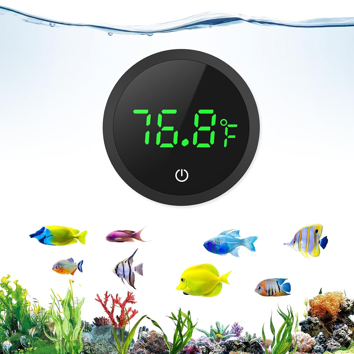 Upgraded Aquarium Thermometer, 5S Refresh Speed, Digital Fish Tank Thermometer LED Display ±1°F, Stick-on Thermometer for Aquariums, Glass Containers