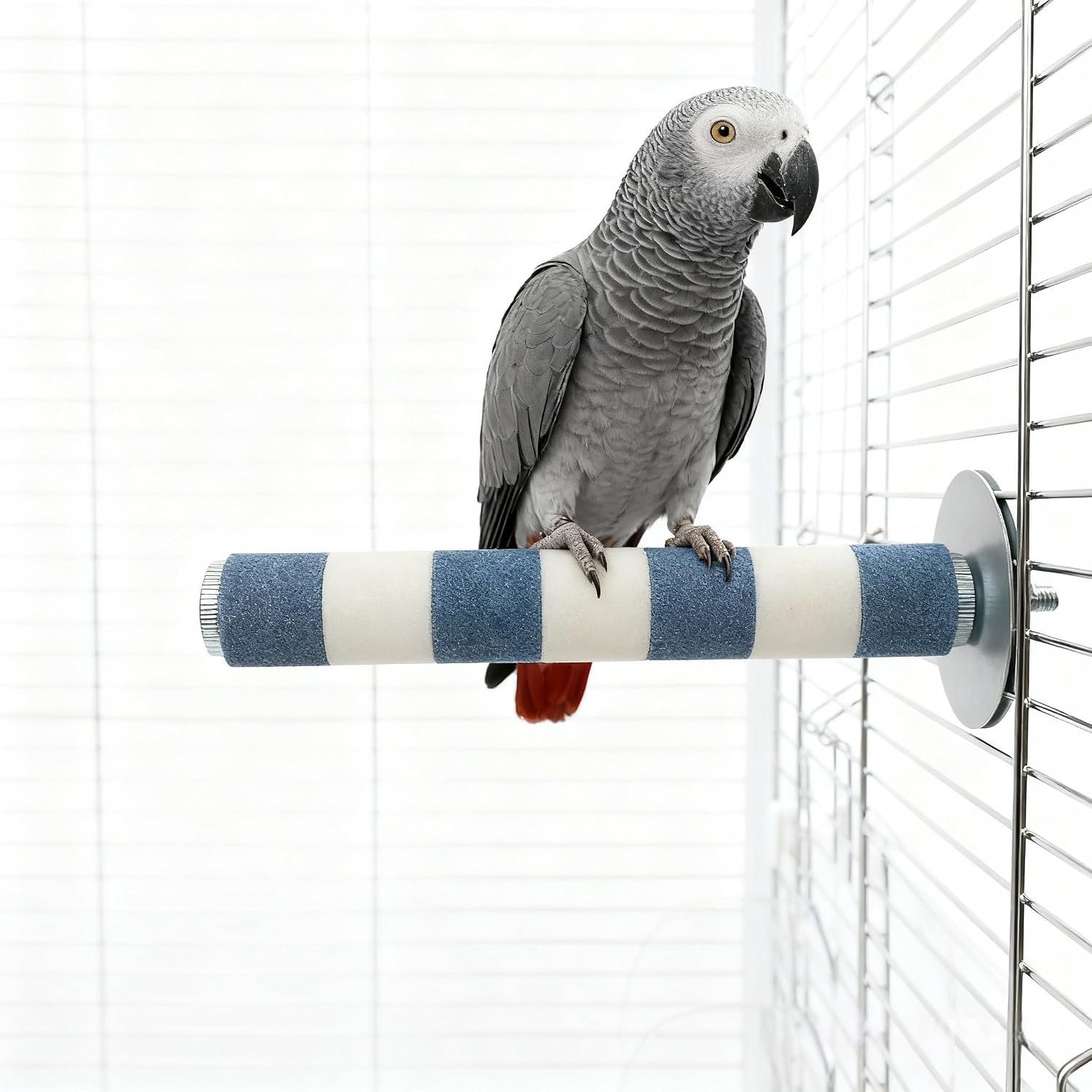 AOTU Bird Perch for Cage, 7.9” x 1” Rough-Surfaced Grinding Stone – Durable Beak & Claw Trimming Accessory for Conure, Cockatiel & Parrot, Non-Toxic Long-Lasting Bird Cage Accessory