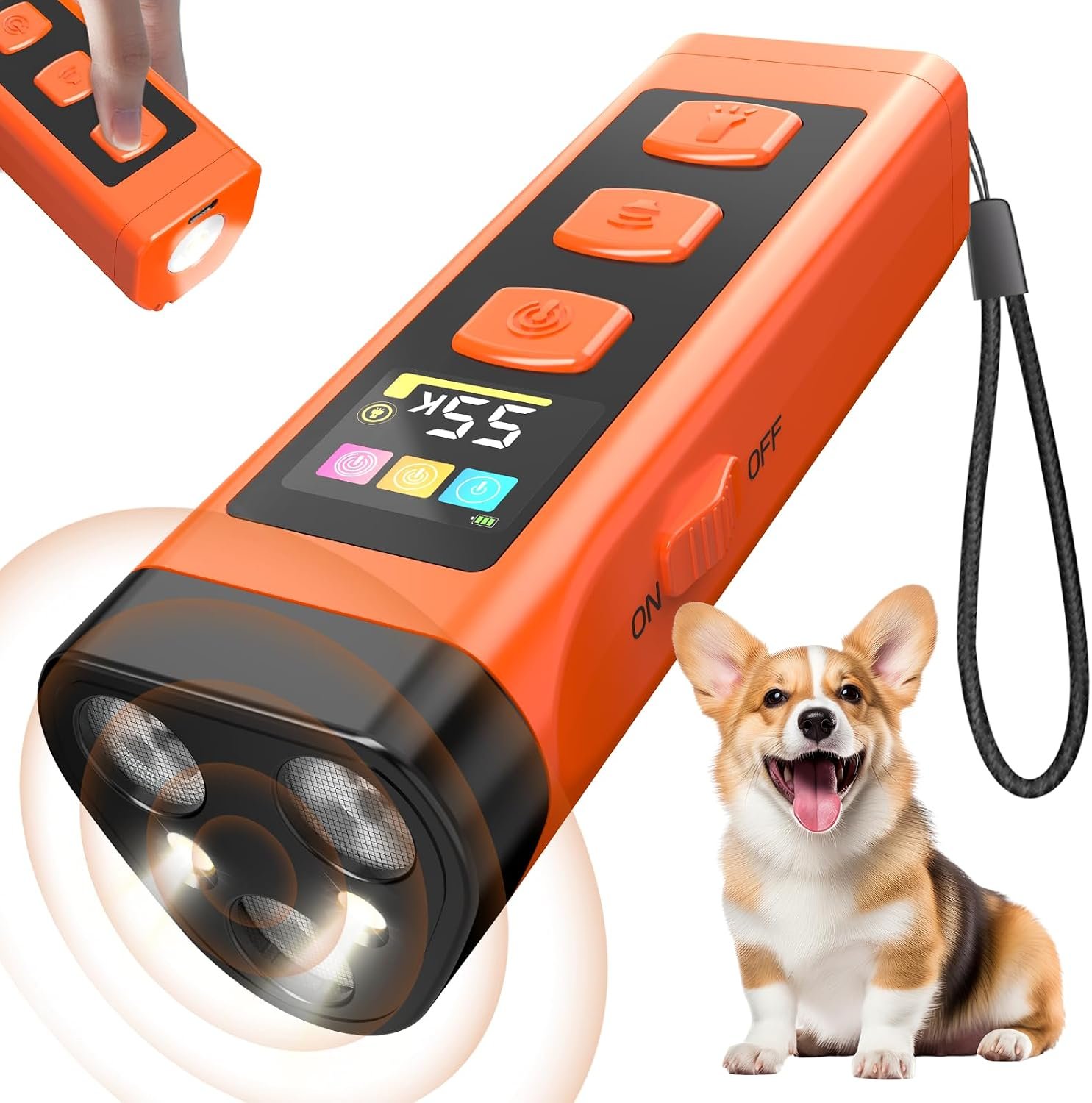 Dog Bark Deterrent Device, 3X Ultrasonic Dog Trainer, Anti Barking Device with 65FT Range, Humane Bark Control for Dogs, 3 Training Modes, Works Indoors & Outdoors