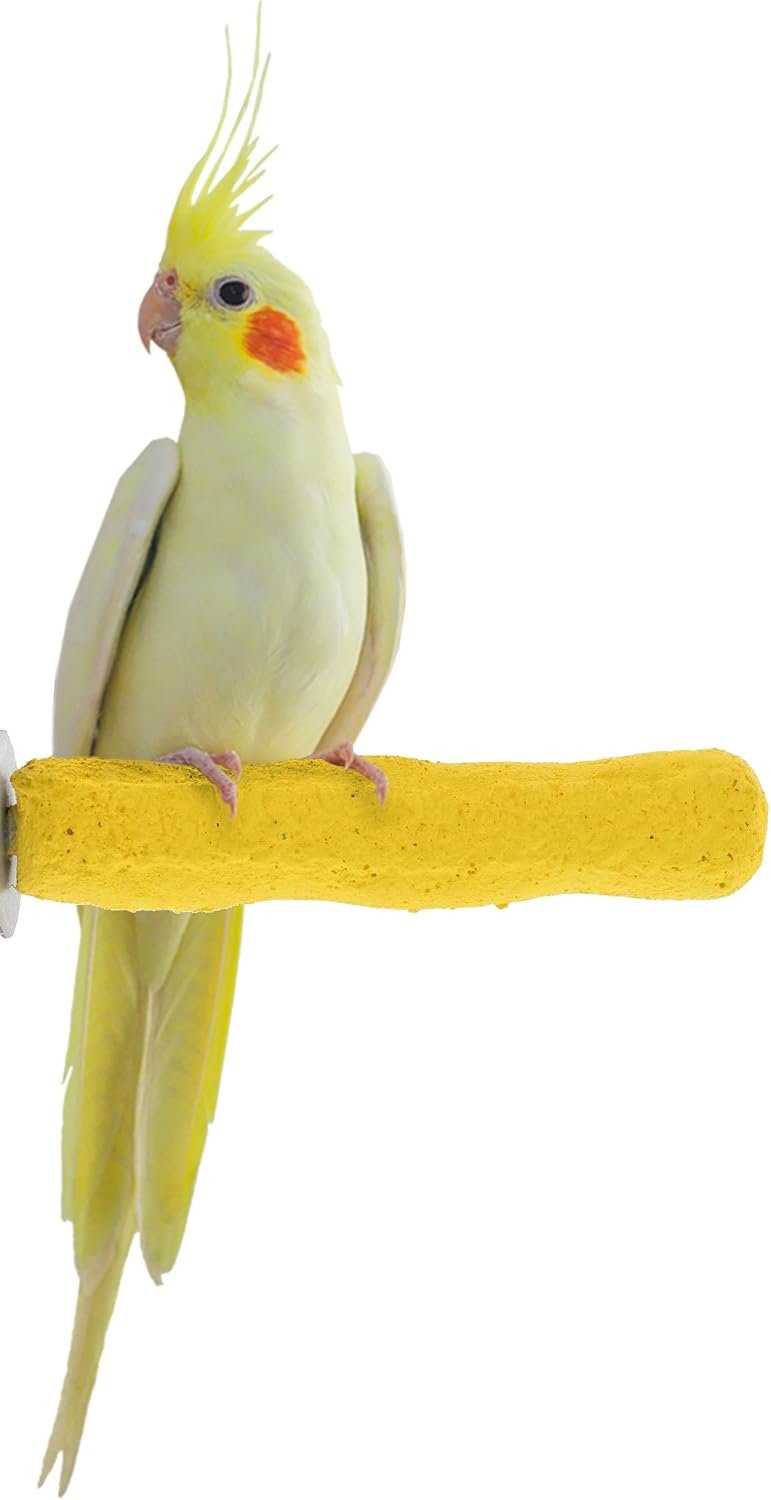 Sweet Feet and Beak Comfort Grip Safety Bird Perch, X-Small Pedicure Perch | Made from Bird-Safe Concrete Blend, Promotes Feet, Nails and Muscle Stimulation, 4.5″ Perch, Available in 5 Sizes, Yellow
