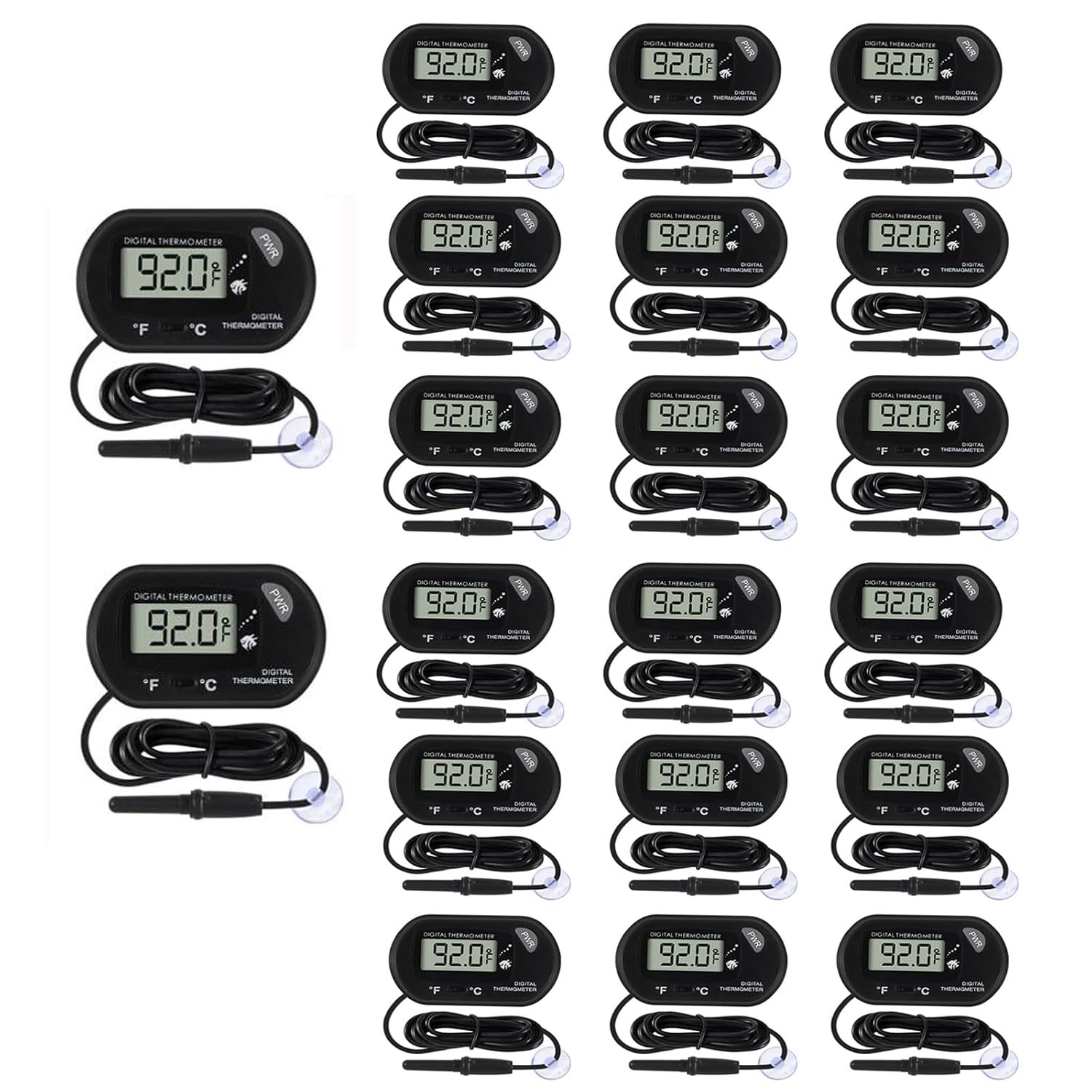 20Pcs Aquarium Thermometer Fish Tank Thermometer Reptile Fahrenheit Terrarium Water Temperature Indicator Test Digital with LCD Display Fahrenheit/Celsius