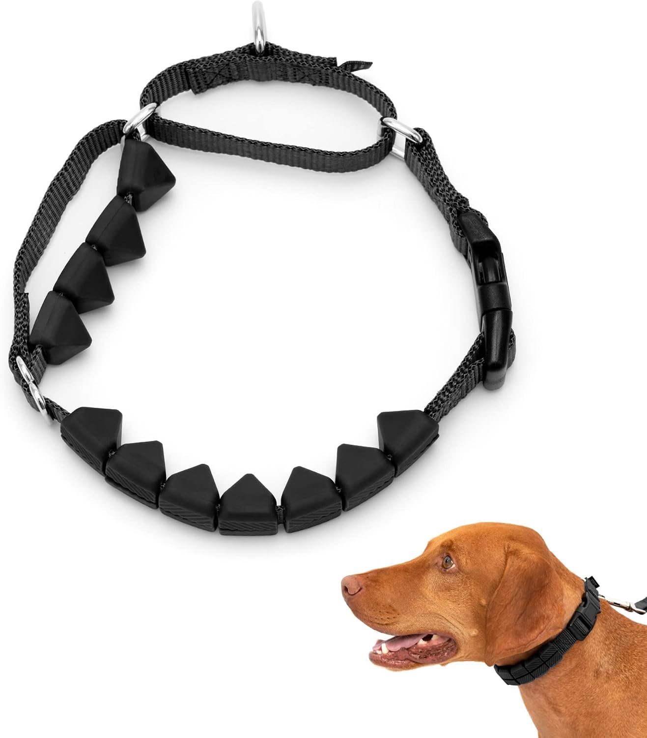 PetSafe Soft Point No-Pull Dog Training Collar, Black, 3/4 in, Medium | Removable Soft Points Create Even Pressure to Stop Pulling, Converts to Martingale Collar, Quick-Snap Buckle