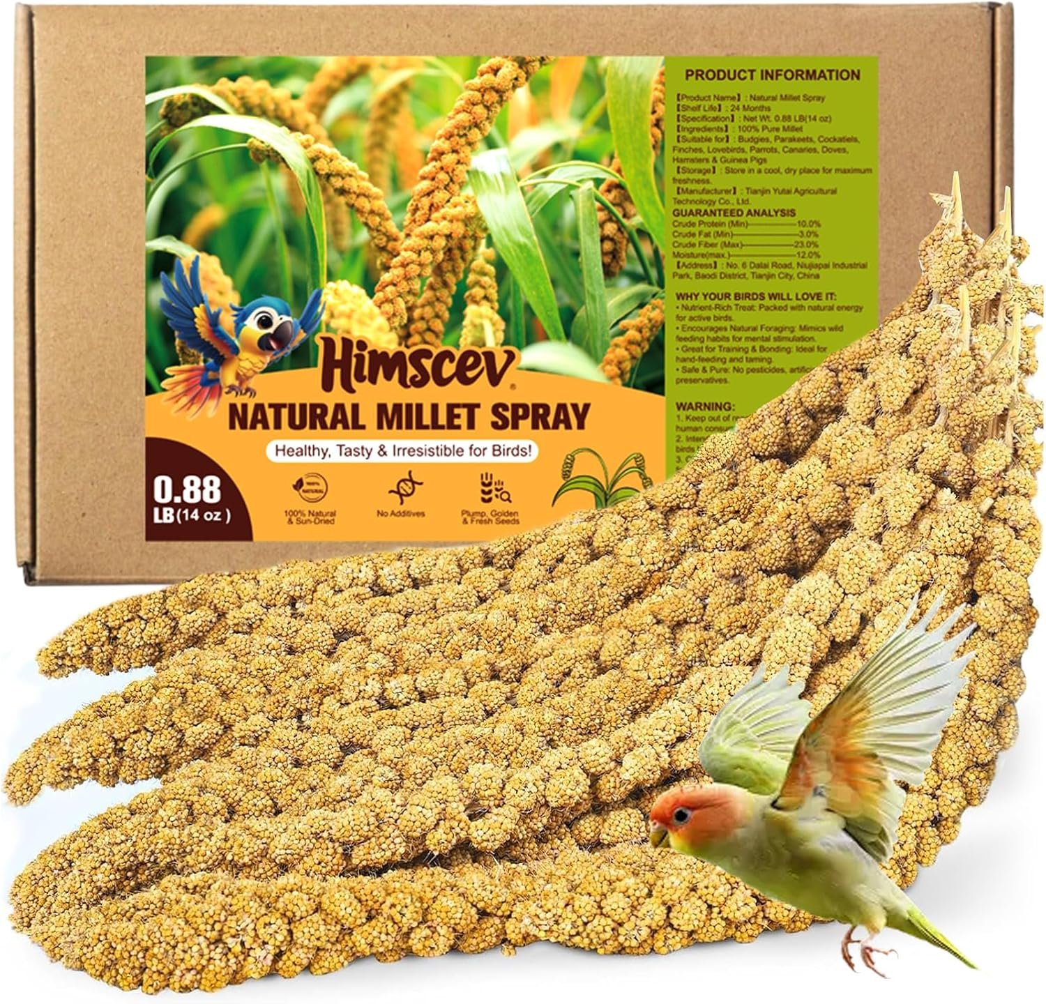 Sun-Dried Spray Millet for Birds – 0.88LBS Natural Non GMO, Healthy Millet Bird Treat, Bird Treats for Parakeets, Parrots, Cockatiels, Lovebirds,Finches & Canaries Food | Natural Non GMO, Spray Millet Bird Treats for Parakeets, Parrots, Cockatiels, Lovebirds, Finches & Canaries Food