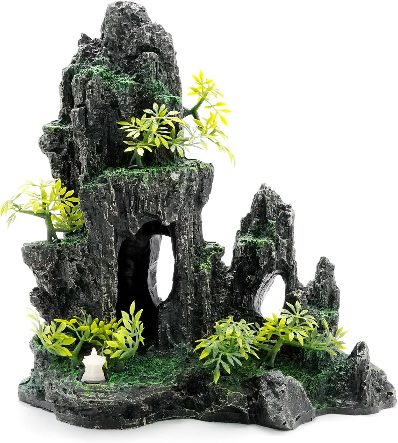 Hoypeyfiy Large Aquarium Decorations and Tall Aquarium Decor for Fish Tank Decorations Artificial Mountain View Ornament Tall Large Aquarium Rock Decor Tree House with Hiding Caves Natural Landscape