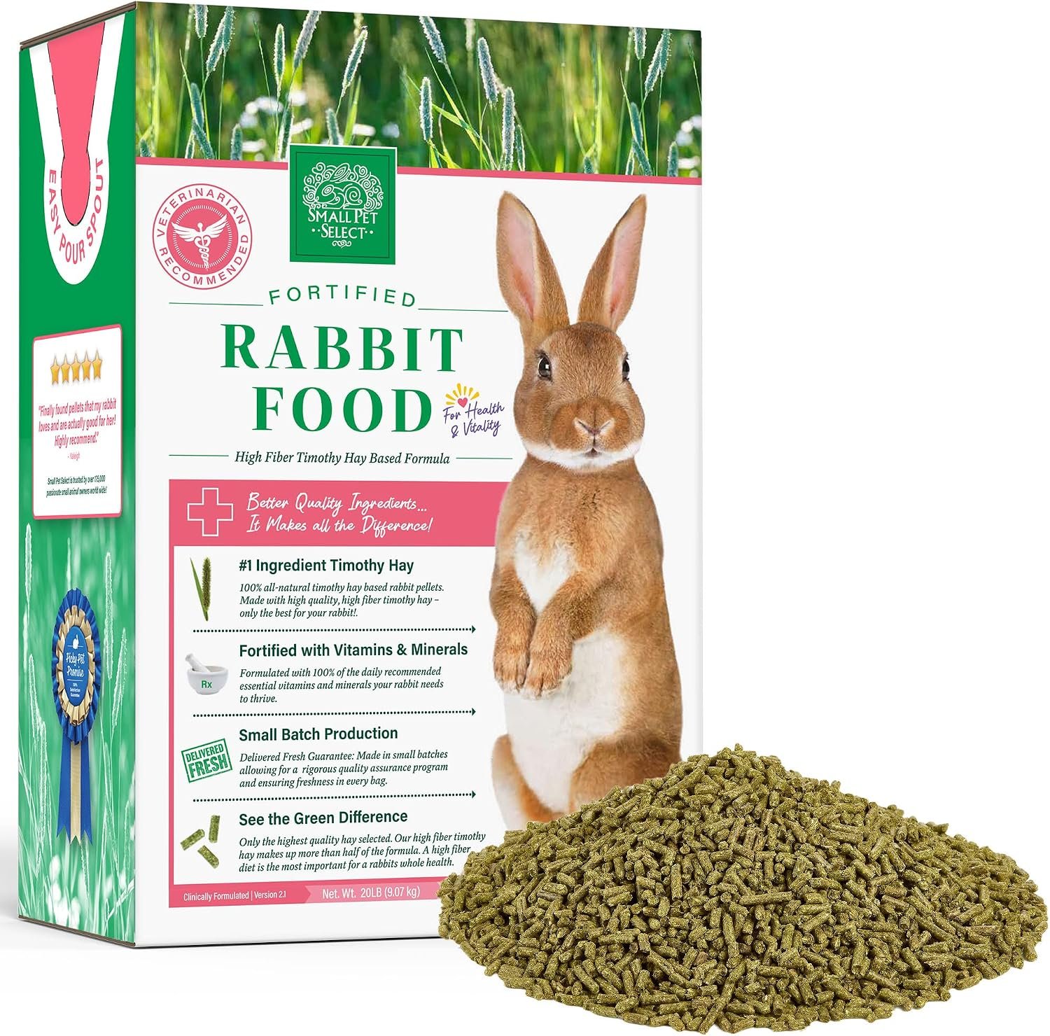 Small Pet Select Rabbit Food Pellets, High Fiber Timothy, 20 lb | Timothy Hay Based Formula, High Fiber, Supports Health & Vitality, Wholesome Daily Nutrition for Bunnies