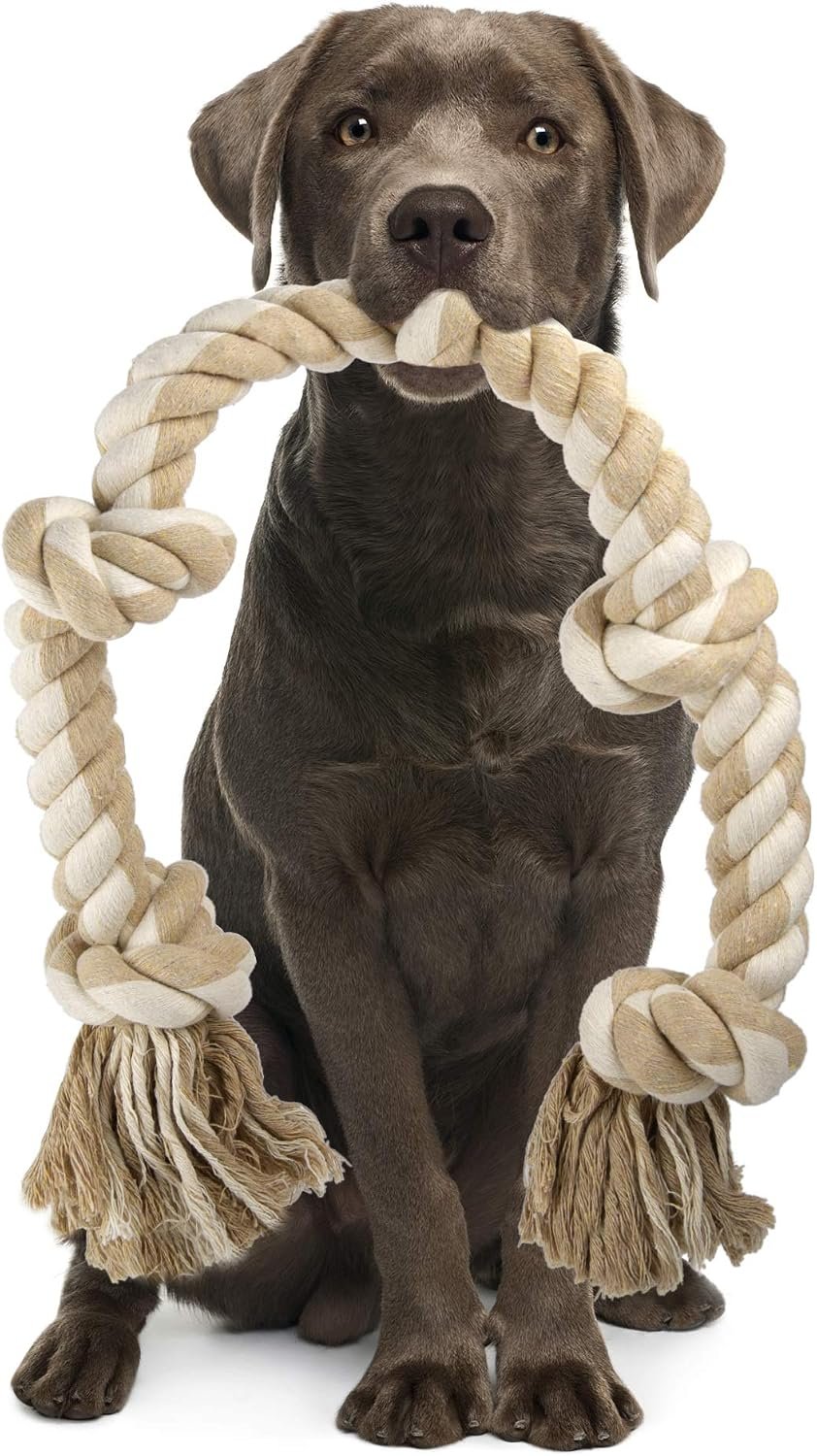 PetiFine Dog Rope Toys for Large Dogs,Indestructible Cotton Dog Chew Toys | Durable Dog Toys for Aggressive Chewers,Natural Cotton,Tug of War,Teeth Cleaning