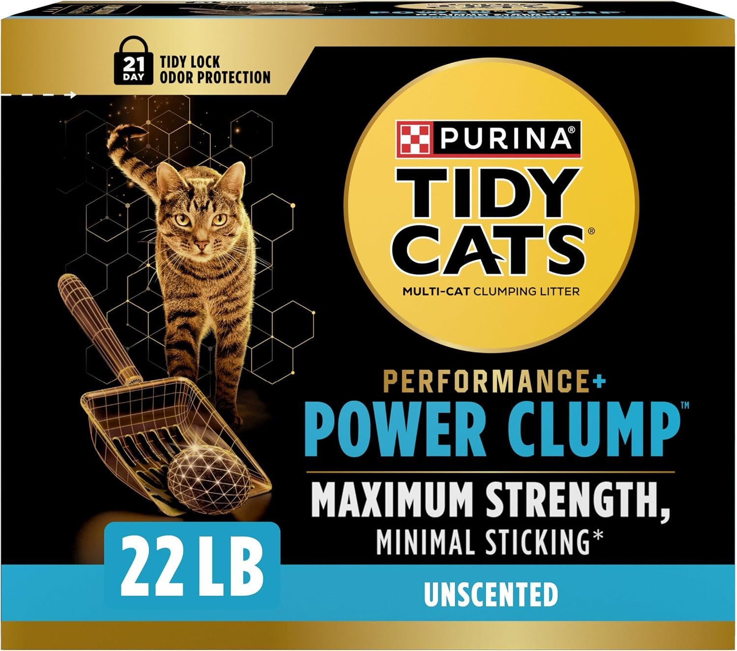 Purina Tidy Cats Performance Plus Power Clump Unscented Multi Cat Clumping Cat Litter, 22 lb. Box