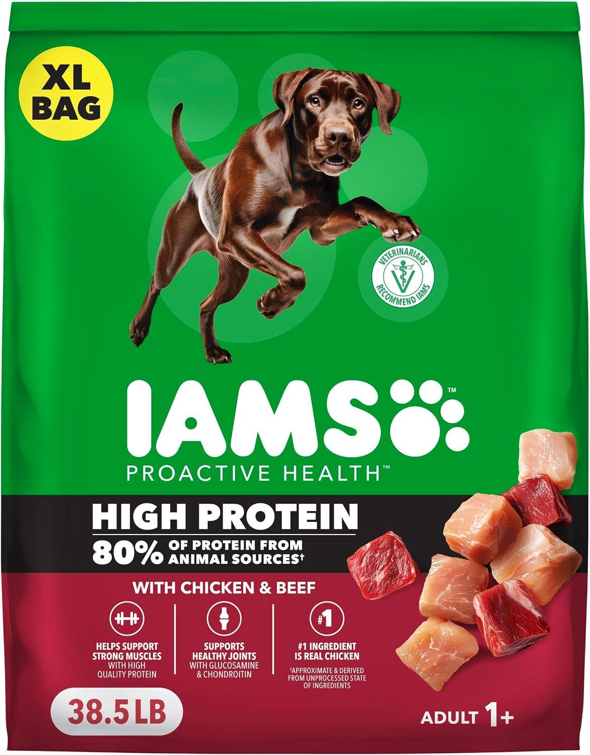 IAMS Proactive Health High Protein Dry Dog Food with Chicken & Beef, 38.5 lb. Bag