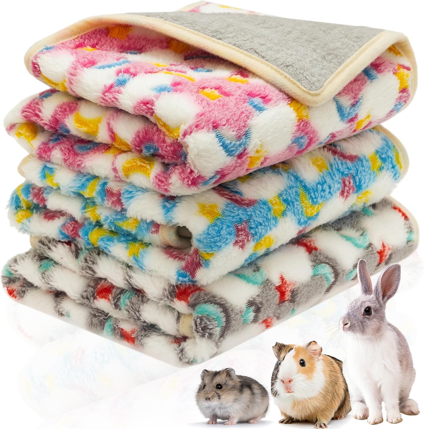 CUSOZWO Guinea Pig Bedding Mat, 3 Pack Waterproof Small Pet Cage Liners | Washable Soft Fleece Small Animal Blankets Accessories for Rat, Rabbit, Chinchilla, Ferret (13.7*13.7in)