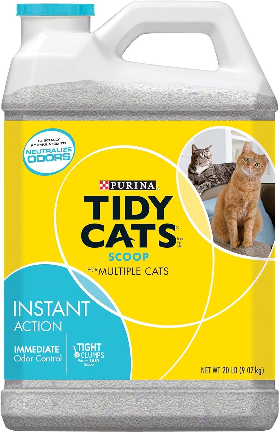 Tidy Cats Scoop Cat Box Filler Instant Action, Immediate Odor Control, Formulated For Multiple Cats, 20 Lb