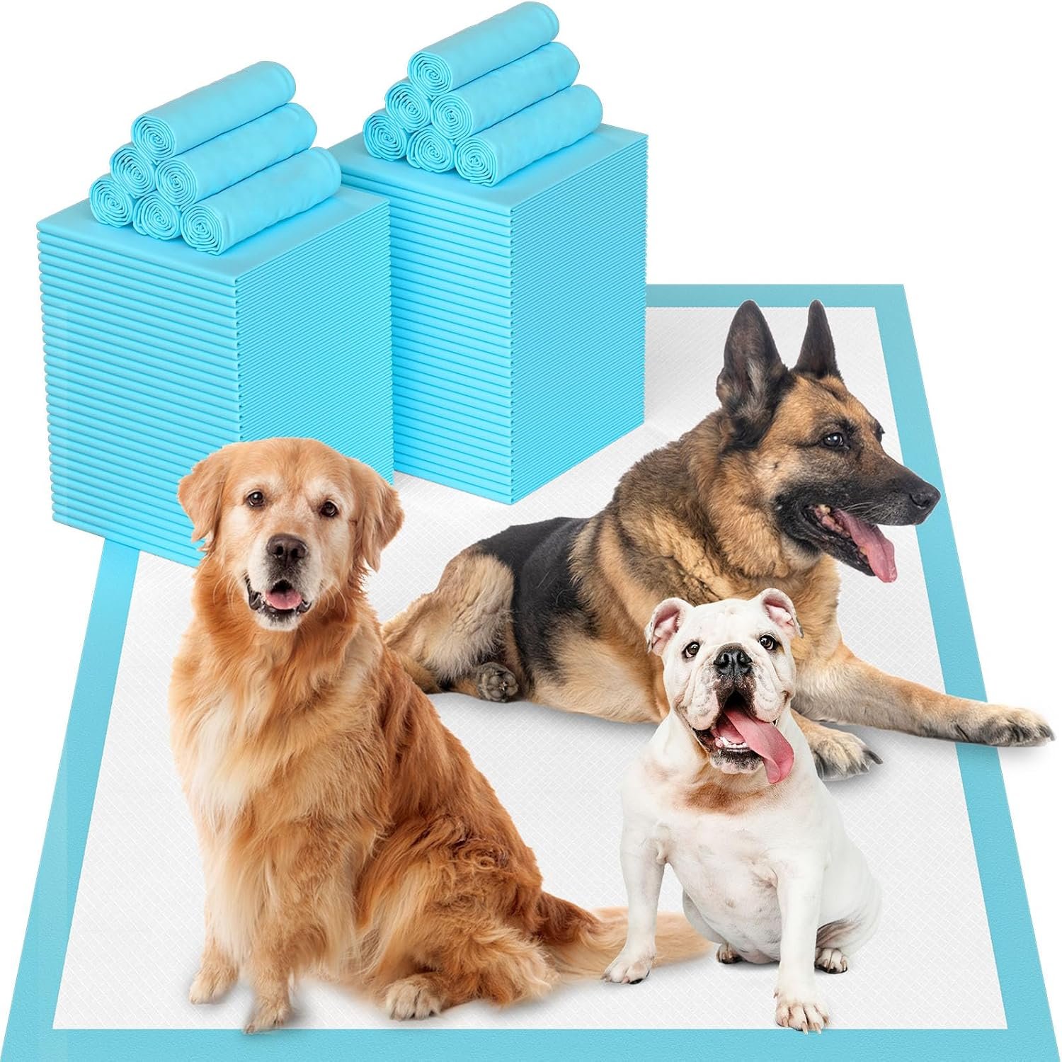Puppy Pee Pads for Dogs Extra Large 31″”x47″” 40 Count, Leak-Proof & Super Absorbent, Thicken Disposable Potty Training Pads for Doggie Cats Rabbits, Quick Dry Pet Piddle Pad, Blue&white