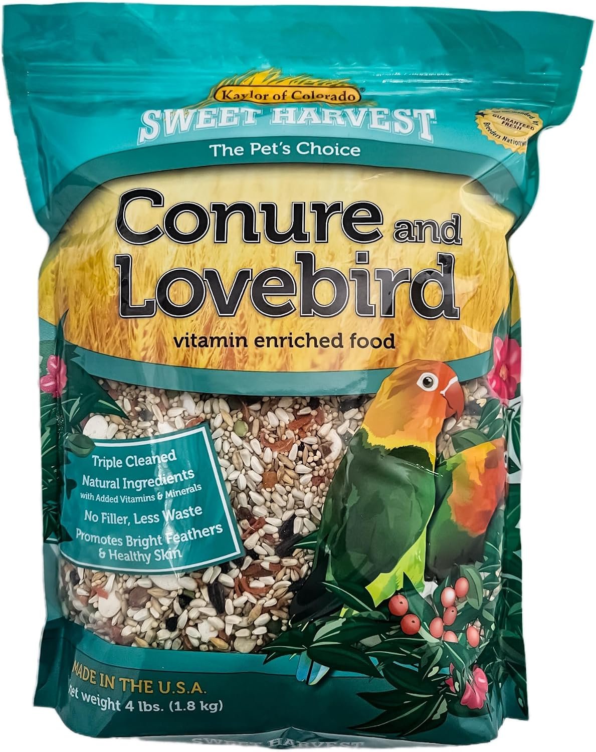 Conure and Lovebird Bird Food, 4 lbs Bag – Seed Mix for Conures and Lovebirds